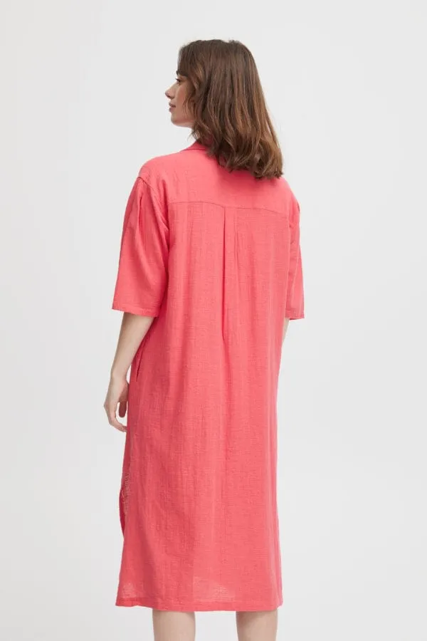 Fransa Cotton Blend Midi Dress Geranium