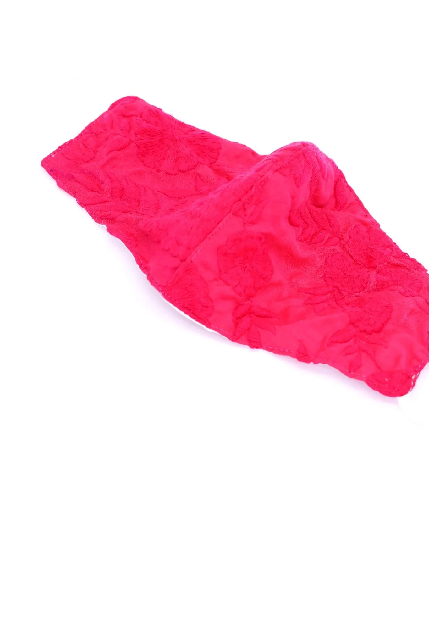 FUCHSIA SILK COTTON EMBROIDERED FACE MASK SALLY