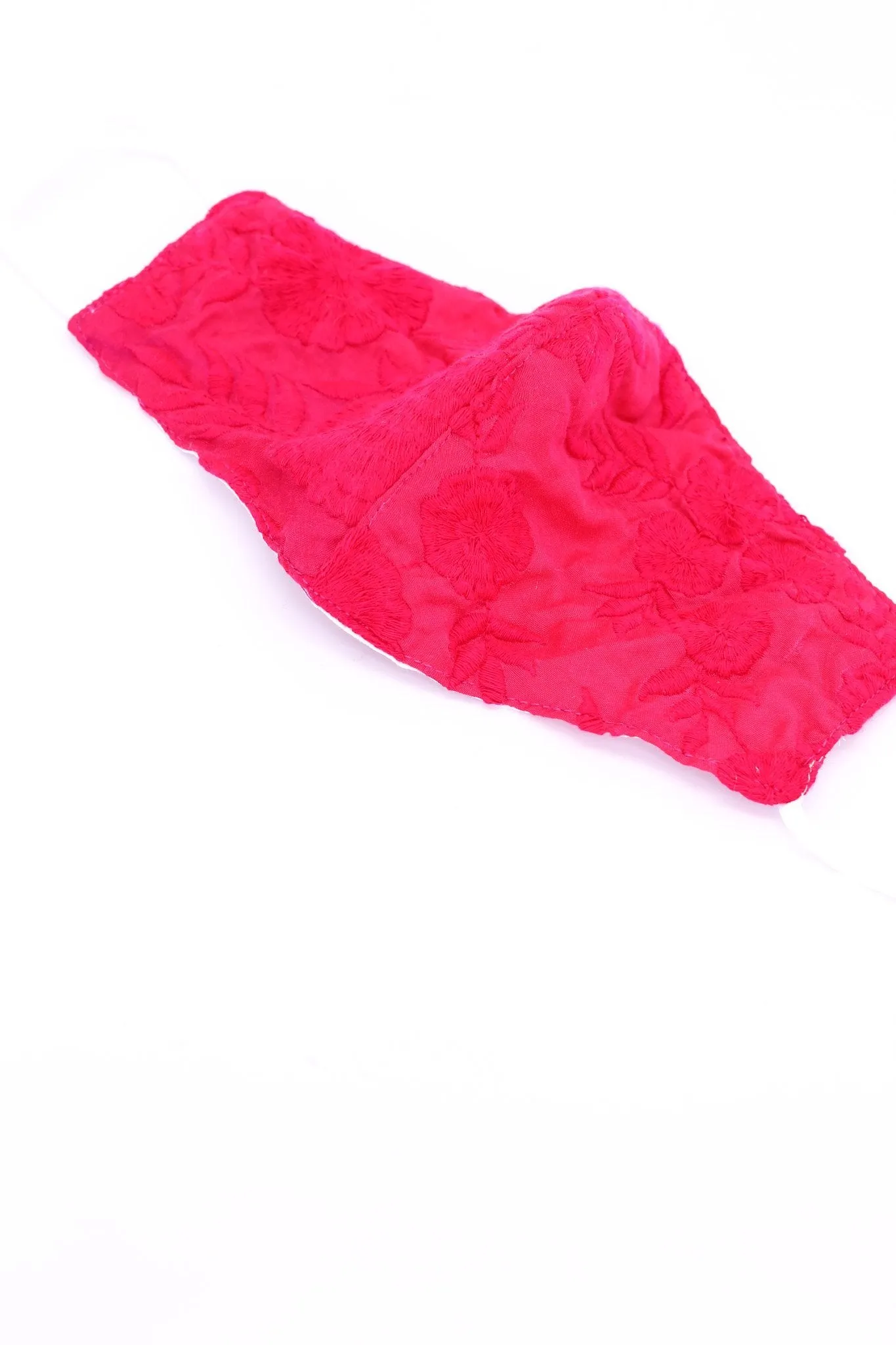 FUCHSIA SILK COTTON EMBROIDERED FACE MASK SALLY