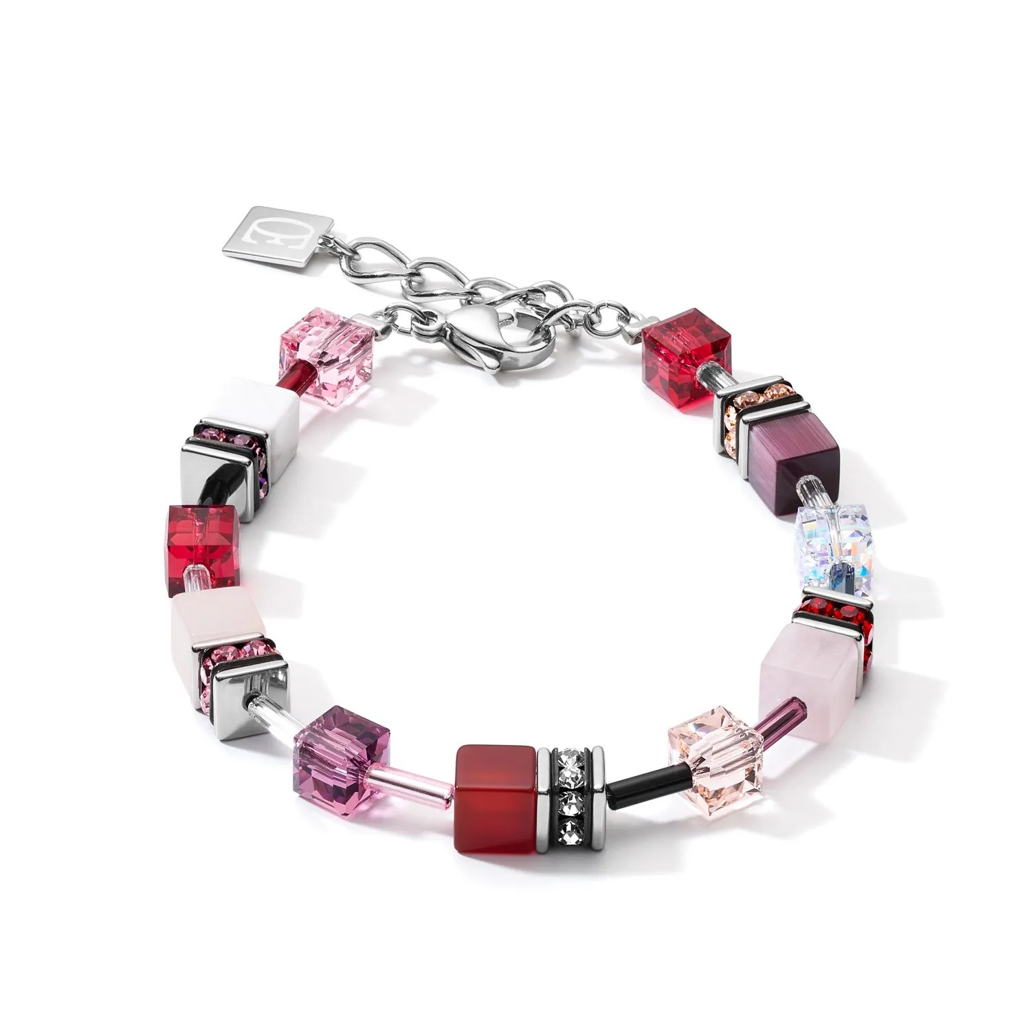 GeoCUBE Swarovski Crystals & Gemstones Red-Purple Bracelet