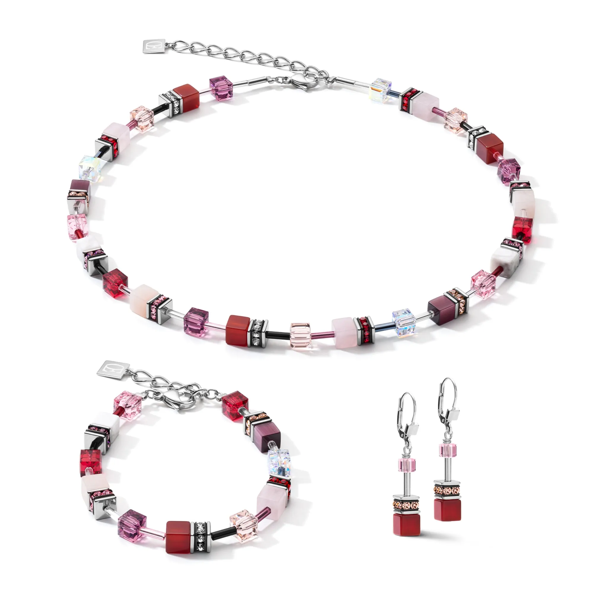 GeoCUBE Swarovski Crystals & Gemstones Red-Purple Bracelet