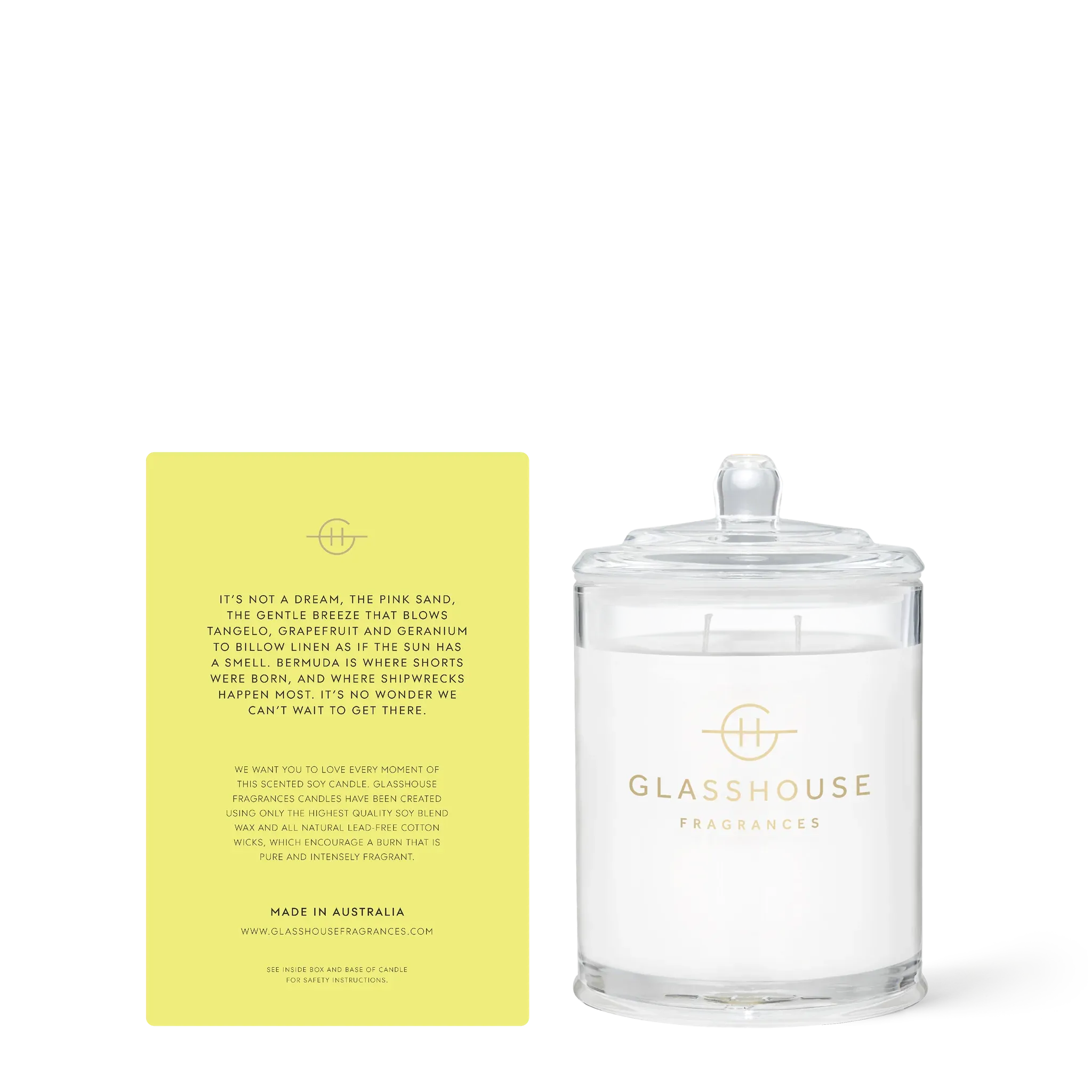 GLASSHOUSE FRAGRANCE 380g Candle SUNKISSED IN BERMUDA