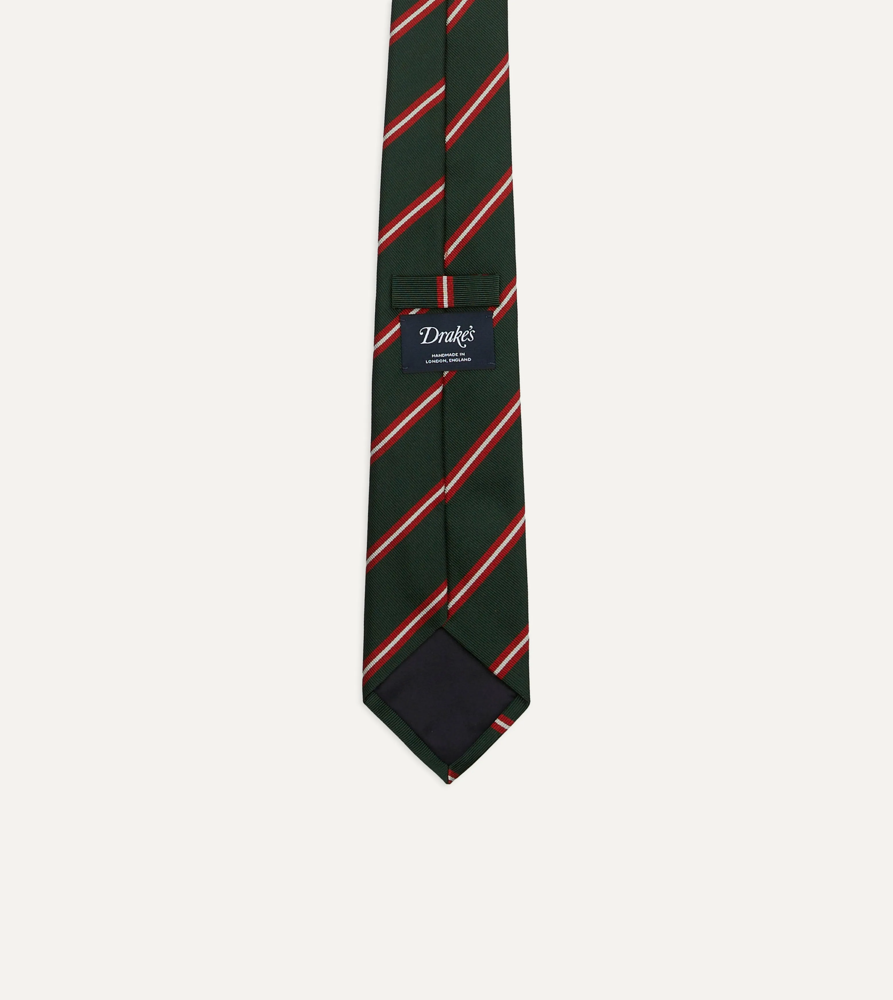 Green, Red and Ecru Stripe Silk Tipped Tie