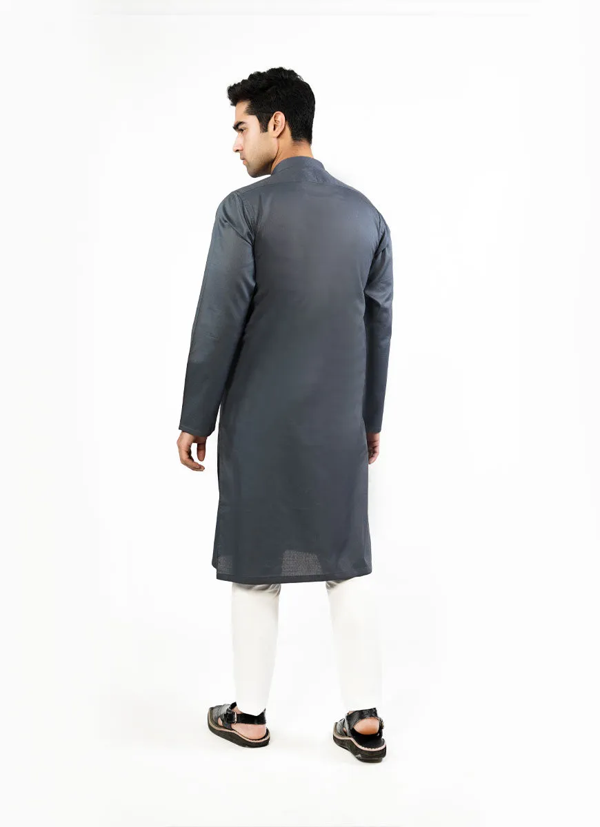 Grey Dotted Dobby Design Phantom Cotton Kurta