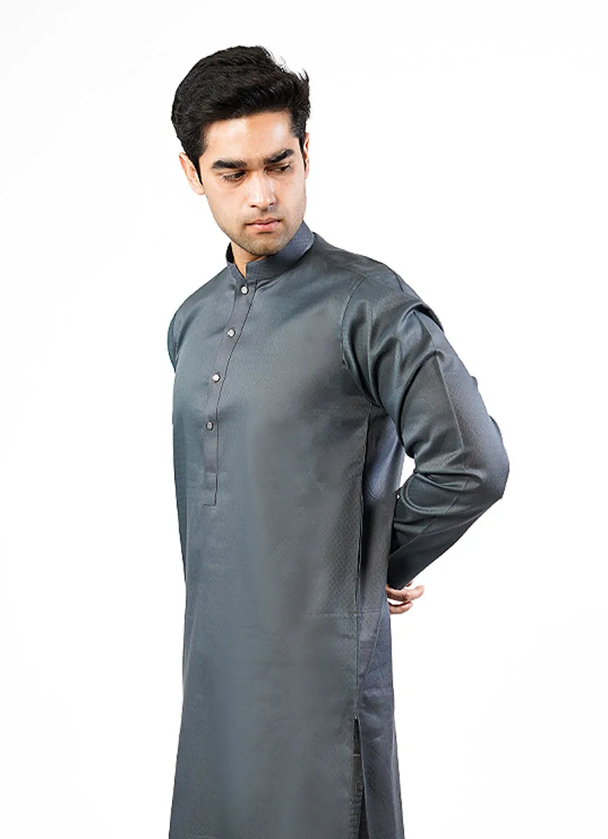 Grey Dotted Dobby Design Phantom Cotton Kurta