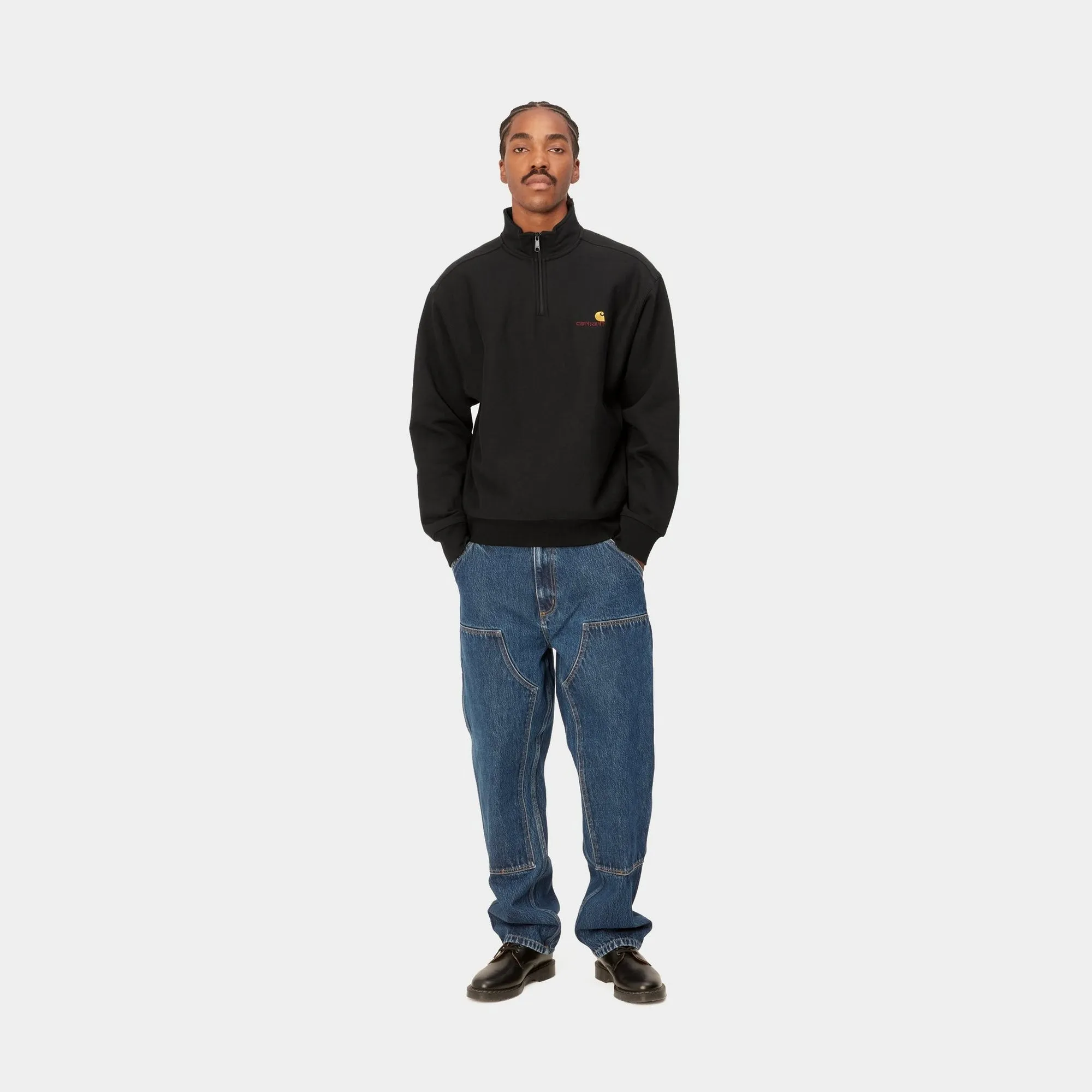 Half Zip American Script Sweatshirt | Black