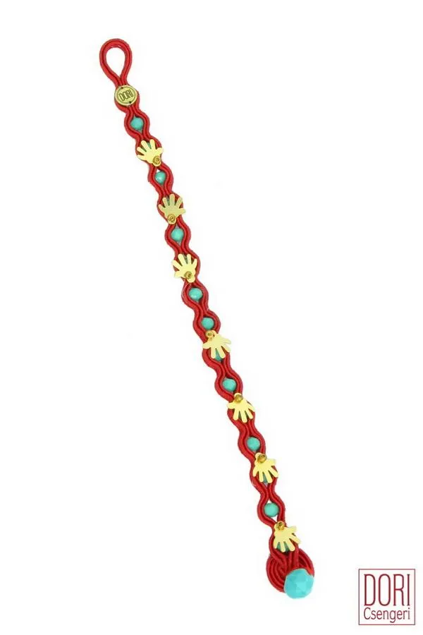 Hamsa Red String Bracelet, Golden Hands