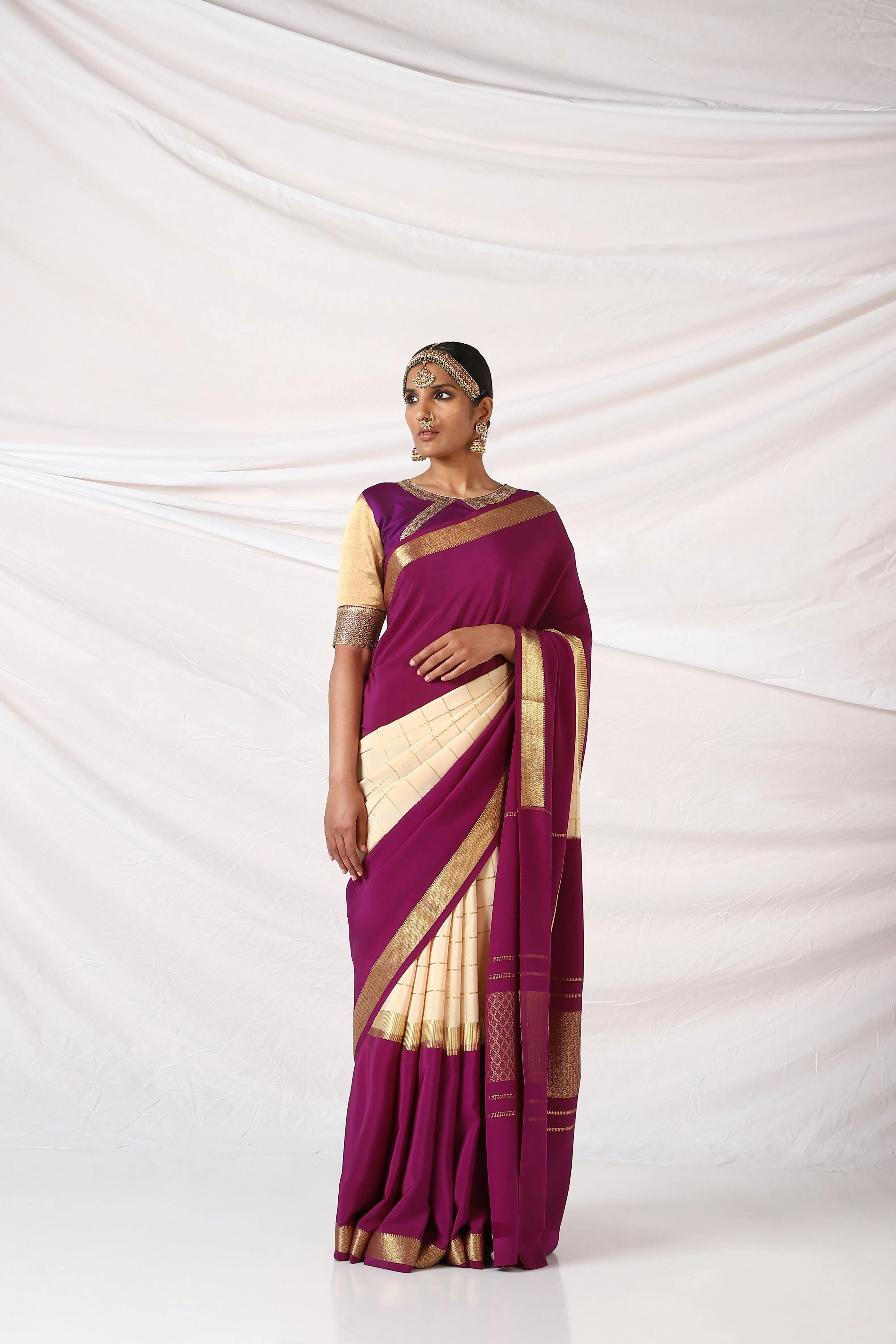 Indigo Purple x wood ash Devi Saree