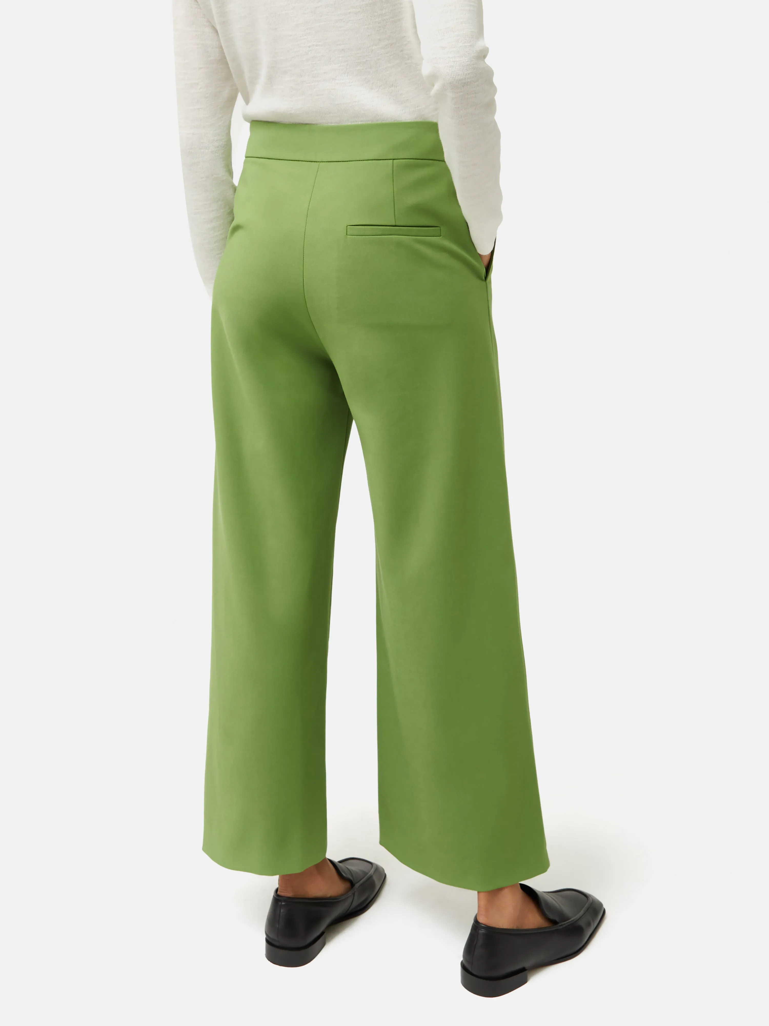 Italian Modern Crepe Sailor Trouser | Green