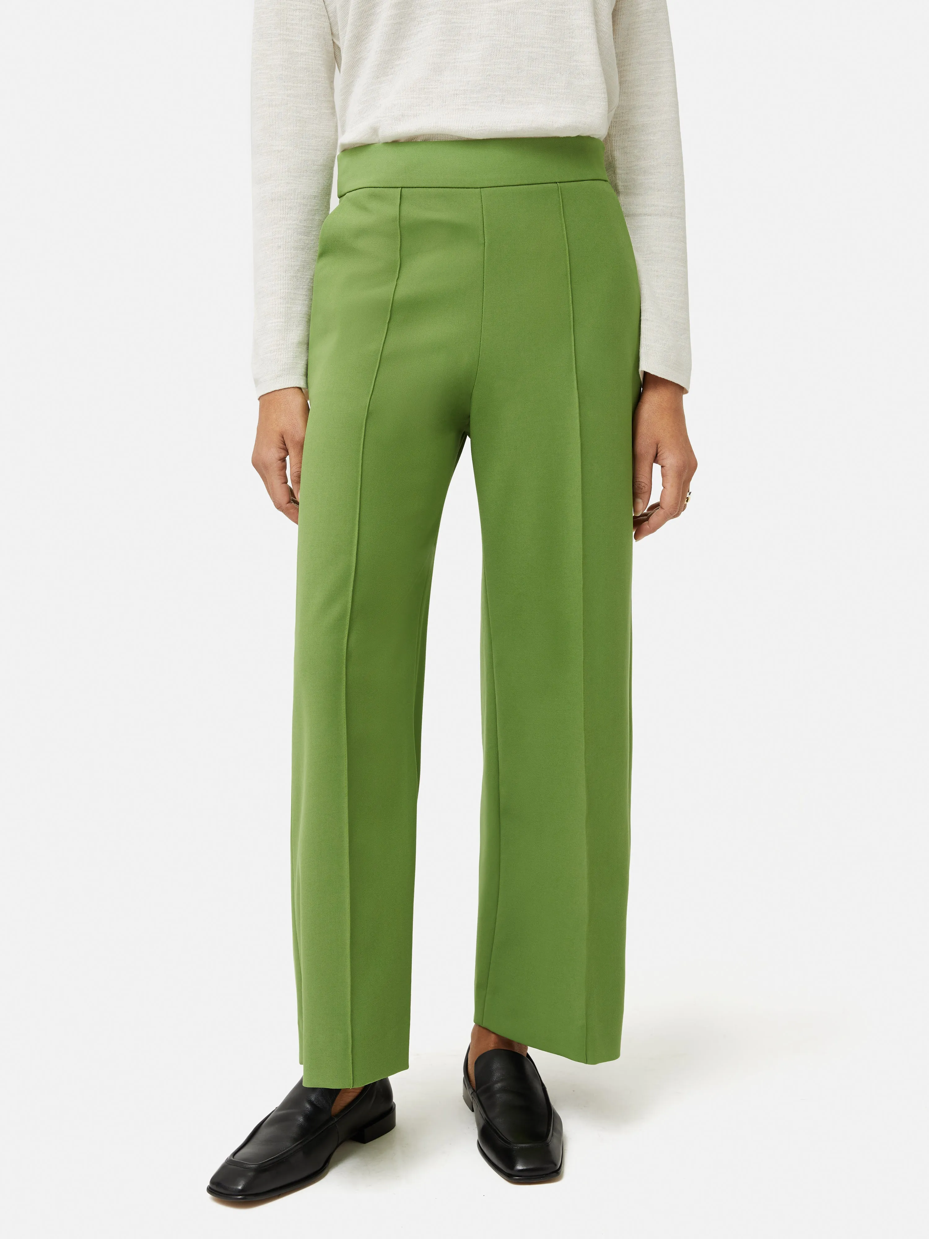 Italian Modern Crepe Sailor Trouser | Green