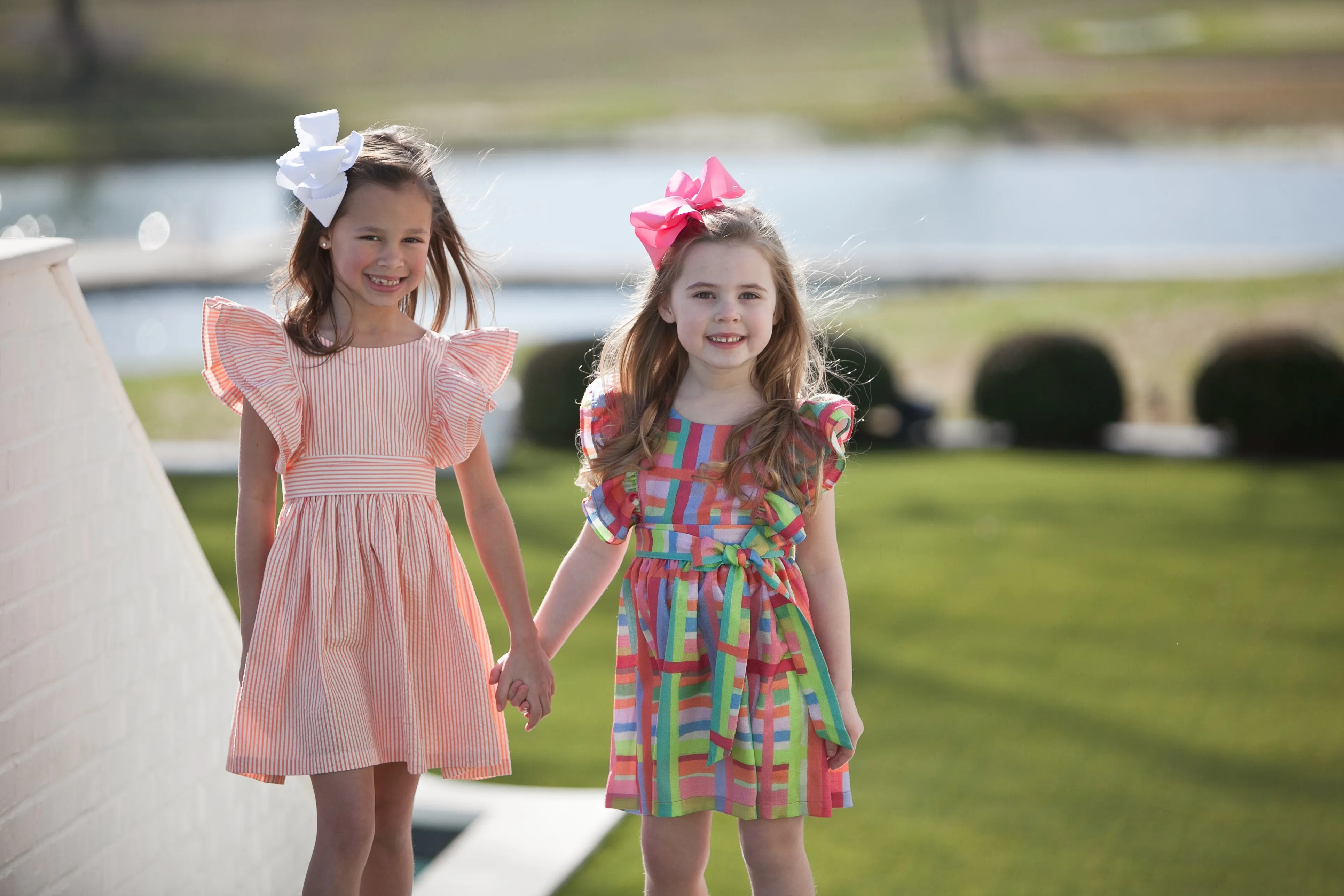 Kaki Ruffle Dress – Carolina Coral Seersucker