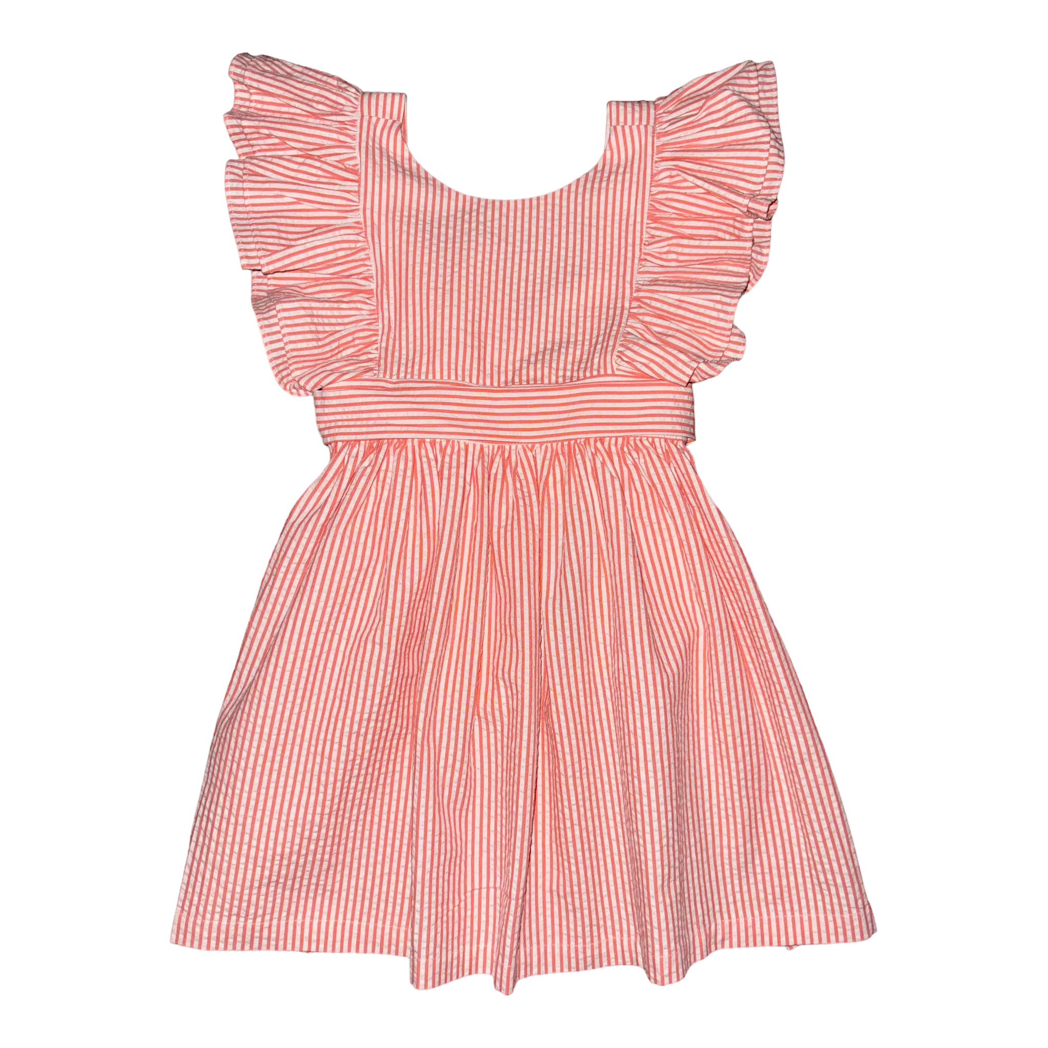 Kaki Ruffle Dress – Carolina Coral Seersucker