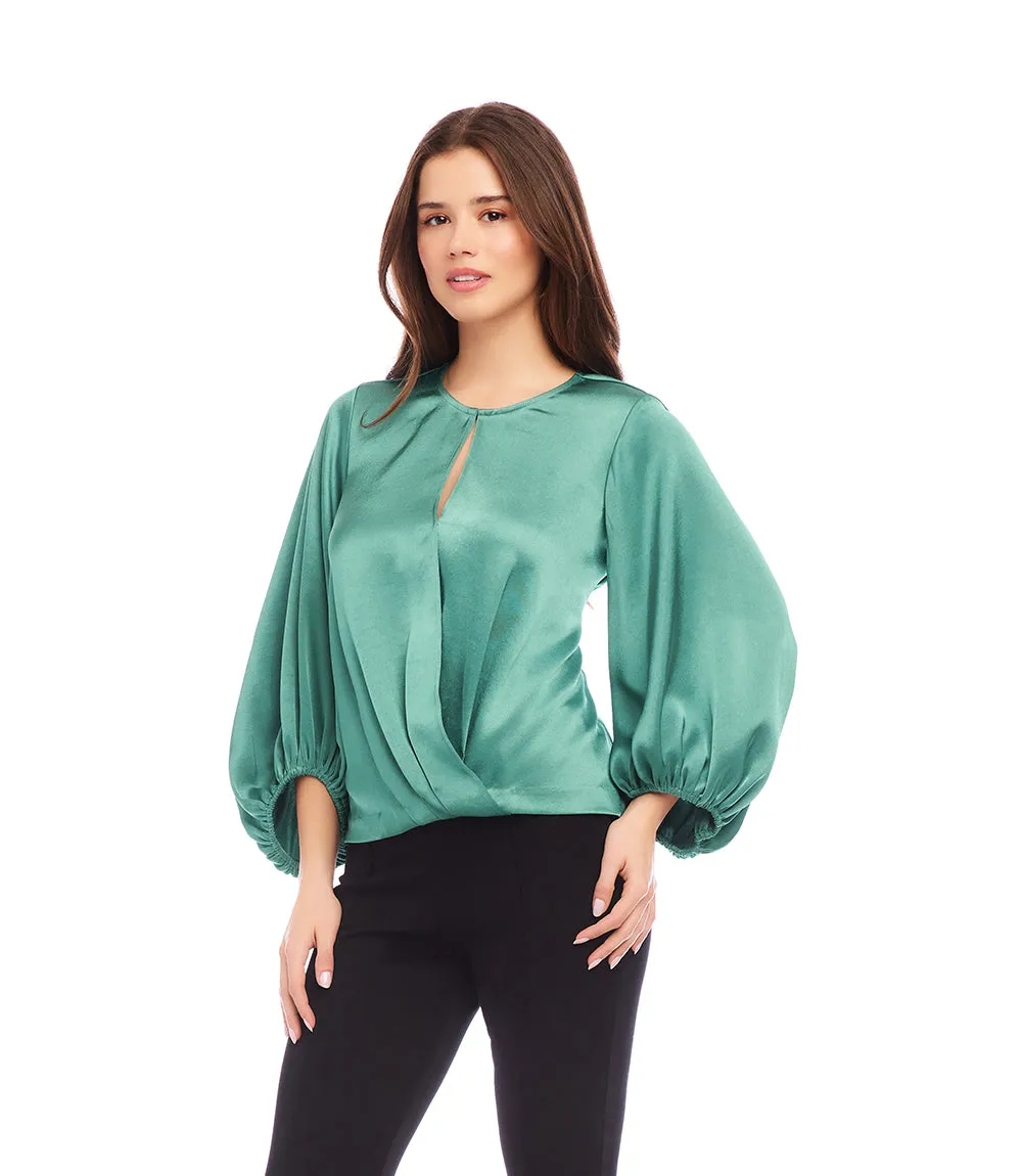 Keyhole Crossover Satin Top