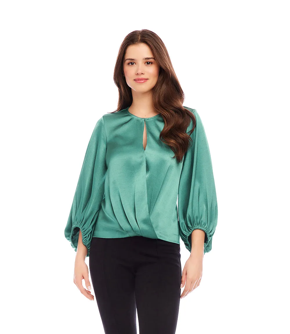 Keyhole Crossover Satin Top