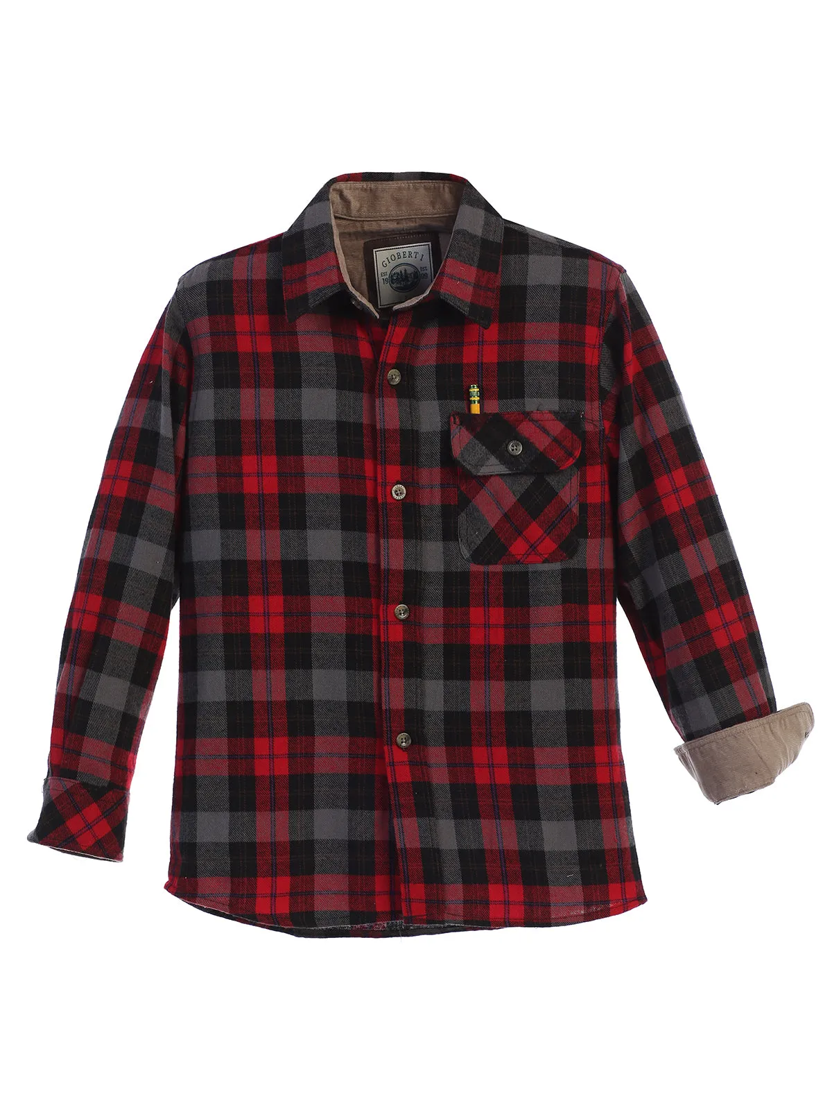 Kid's (4-7) Flannel w/ Corduroy Contrast