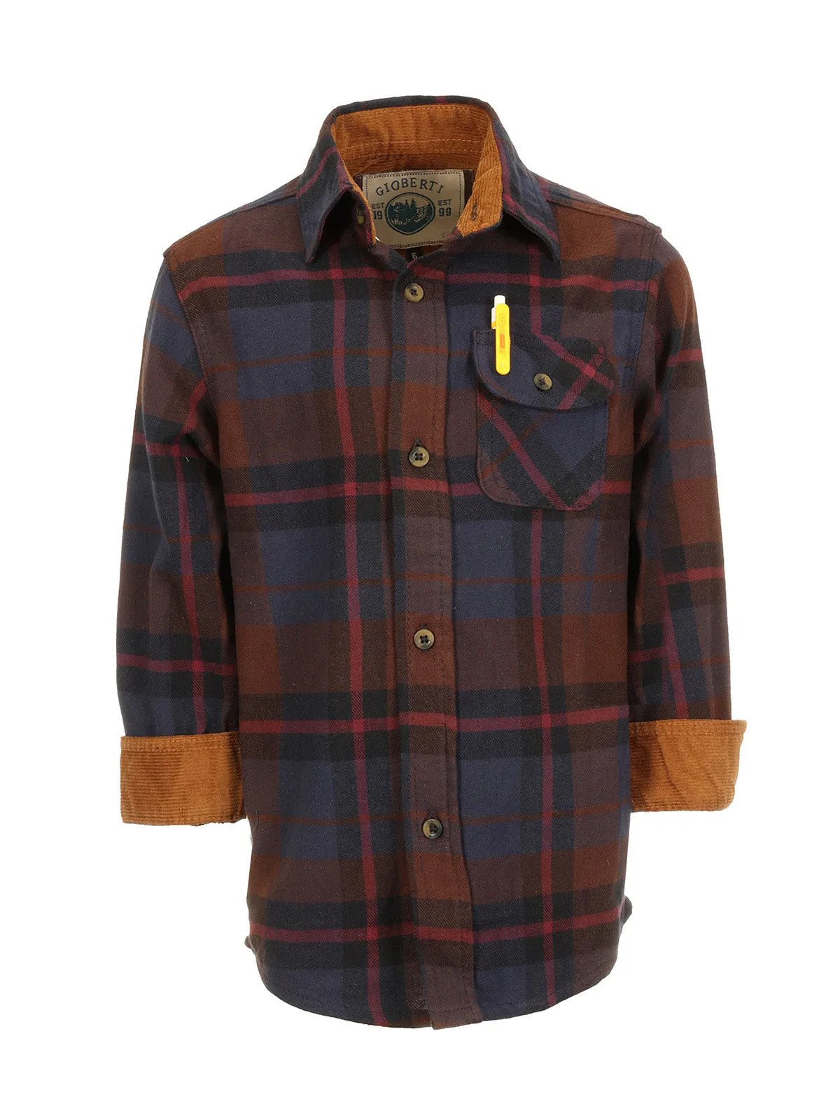 Kid's (4-7) Flannel w/ Corduroy Contrast