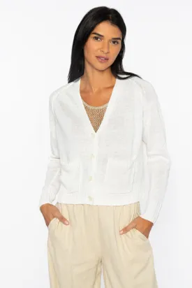 Kinross Cashmere Crop Button Cardigan