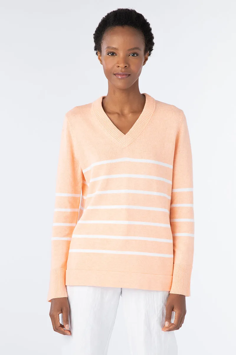 Kinross Cashmere Stripe Vee