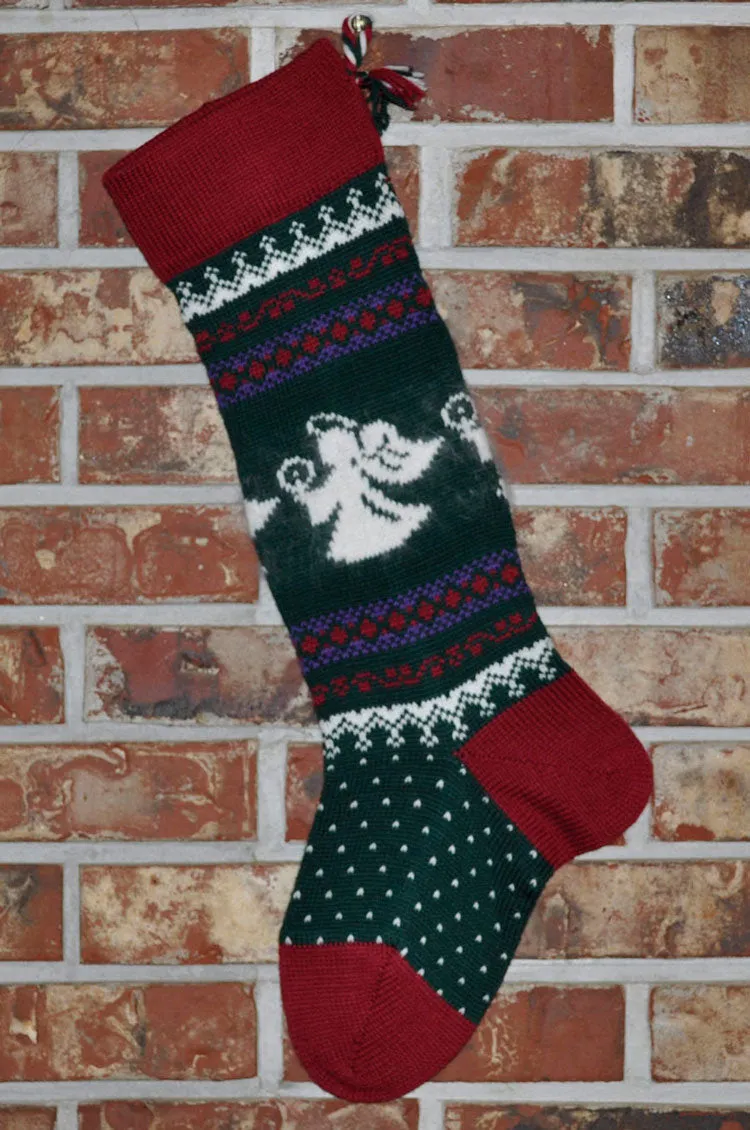 Large Knit Personalizable Wool Christmas Stockings - Heirloom Quality! With or Without Angora Trim