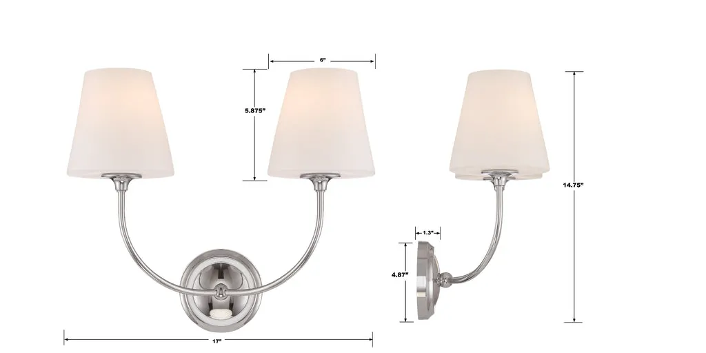 Libby Langdon Sylvan 2 Light Polished Chrome Sconce