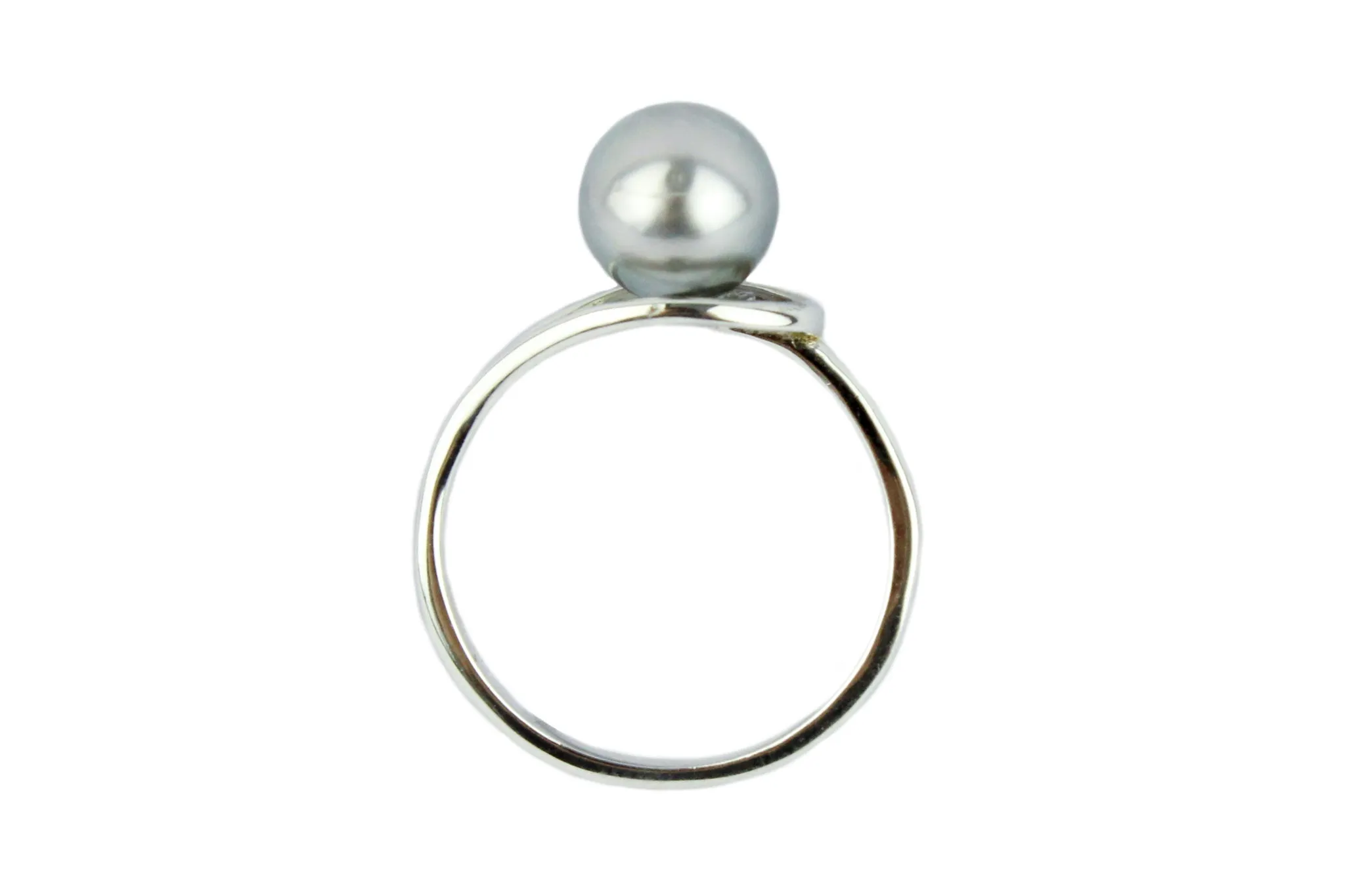 Light Silvery Blue Tahitian Pearl Teardrop Ring