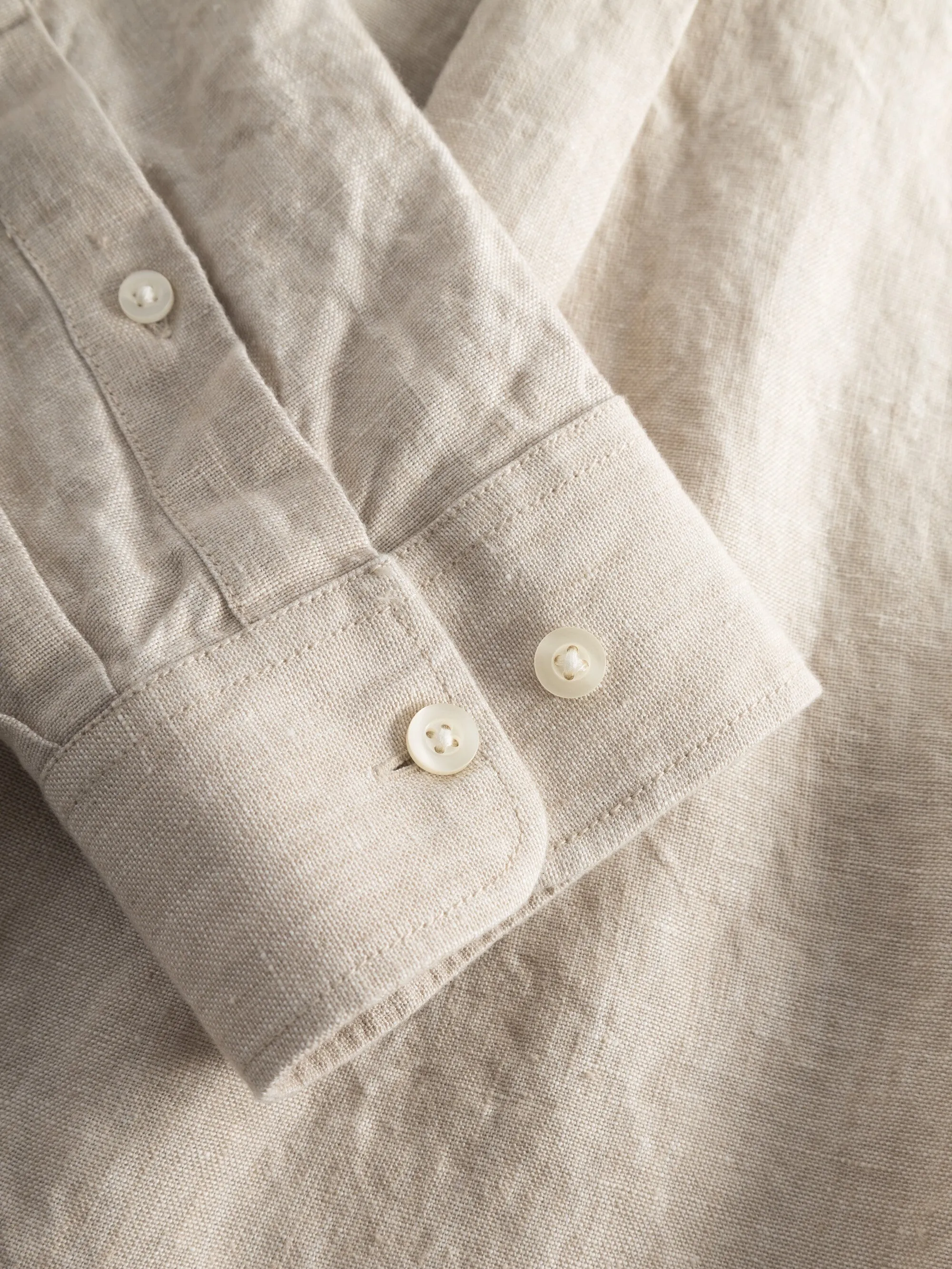 Linen custom fit LS shirt - Light feather gray