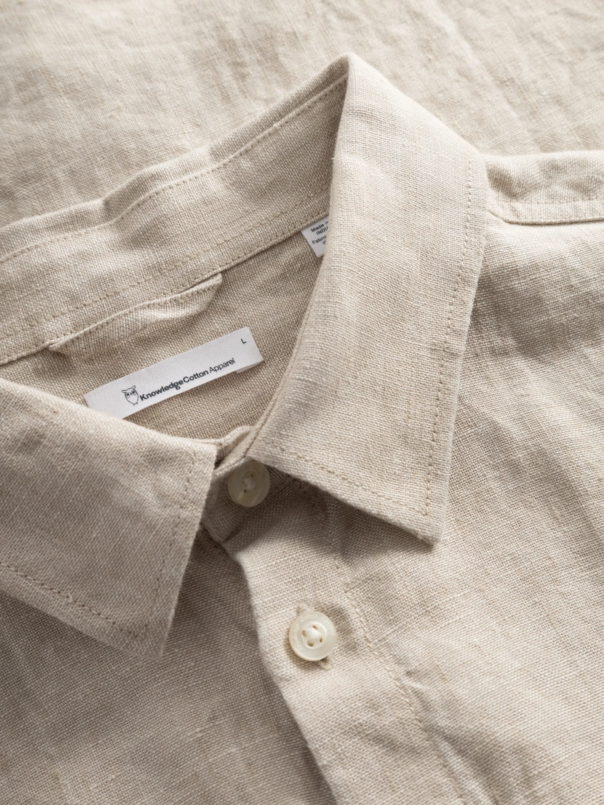 Linen custom fit LS shirt - Light feather gray