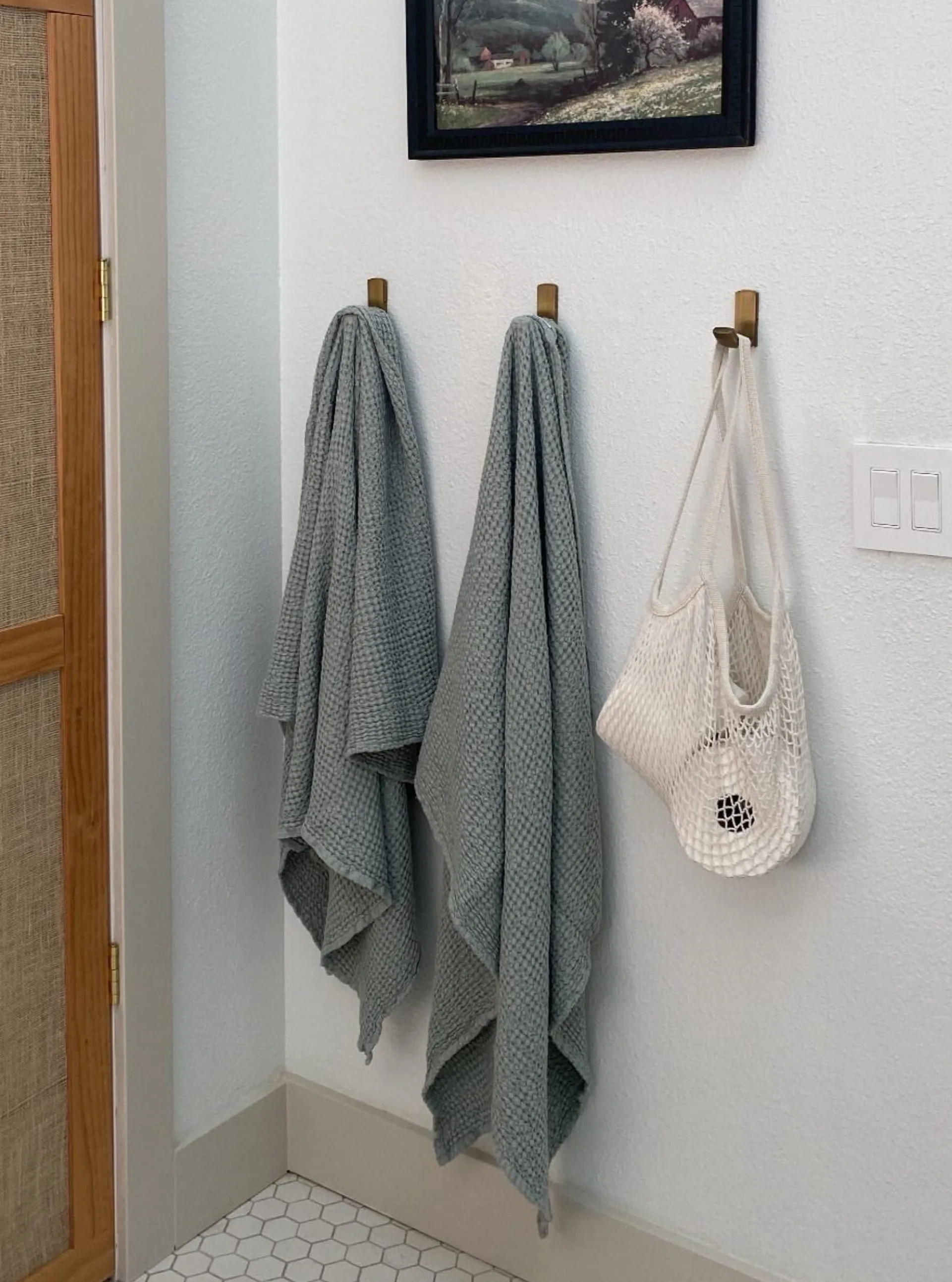 Linen Waffle Bath Towel - Sage Green