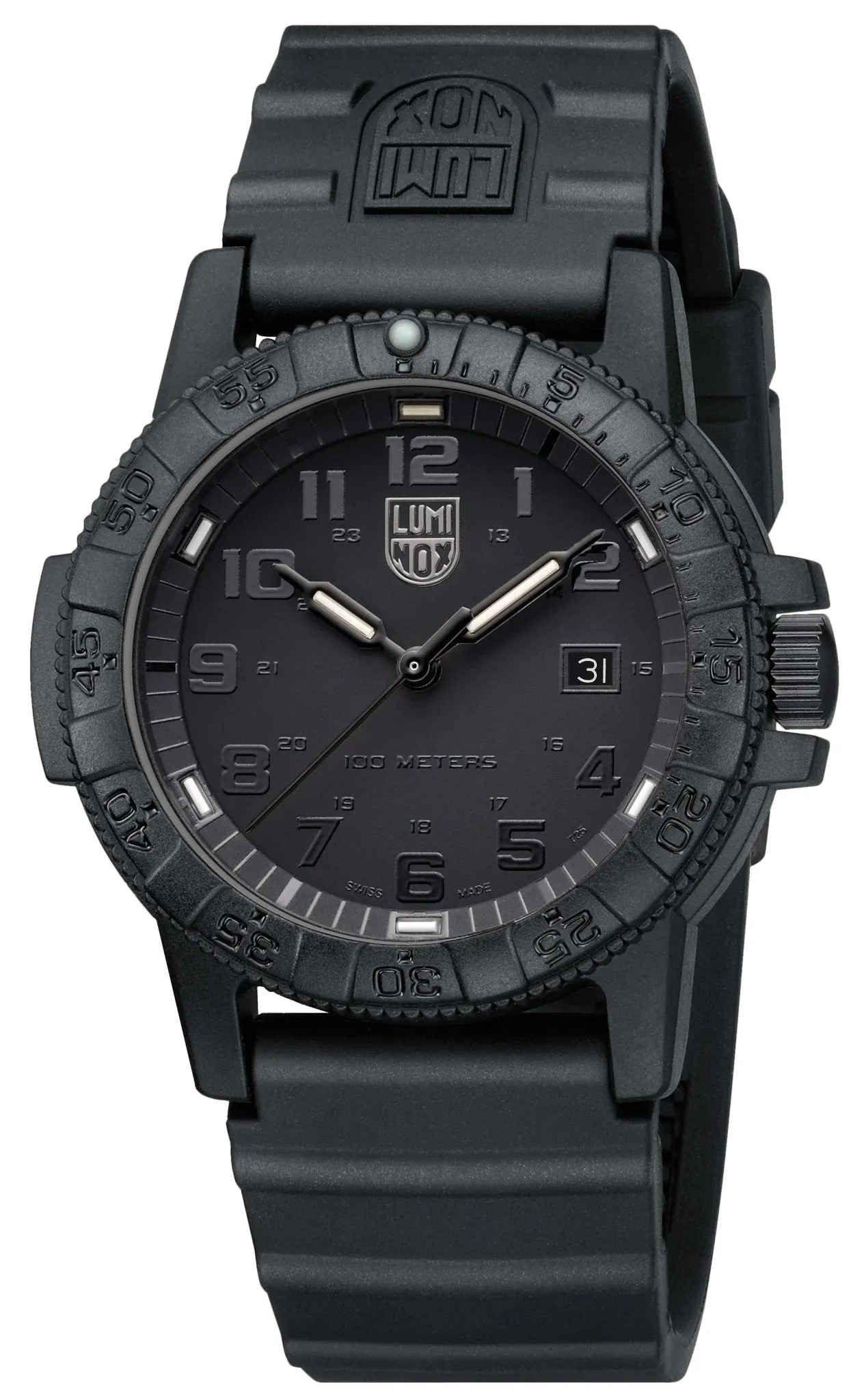 Luminox Leatherback SEA Turtle Giant CARBONOX Black Dial Black Rubber Strap Date Quartz Mens Watch XS.0321.BO