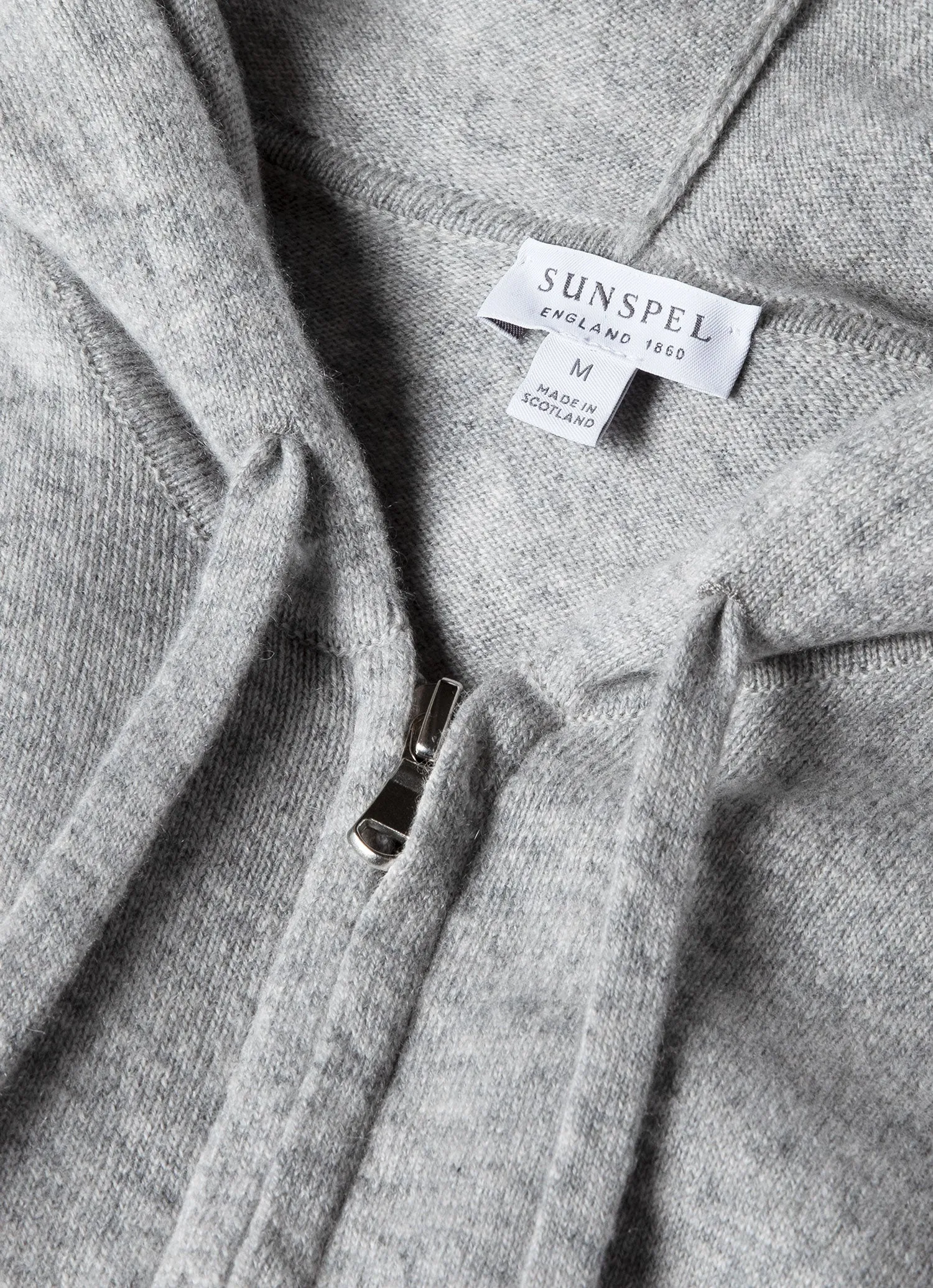 Men's Cashmere Zip Hoodie in Grey Melange