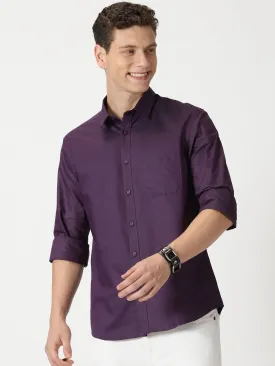 MEN'S  PURPLE PLAIN SLIM FIT SHIRT