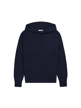 Mens Regenerative Merino Wool Hoodie—navy