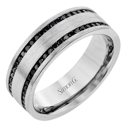 Men's Wedding Band In 14k Gold With Black Diamonds