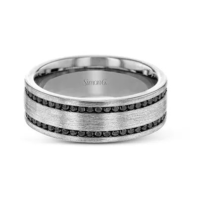 Men's Wedding Band In 14k Gold With Black Diamonds