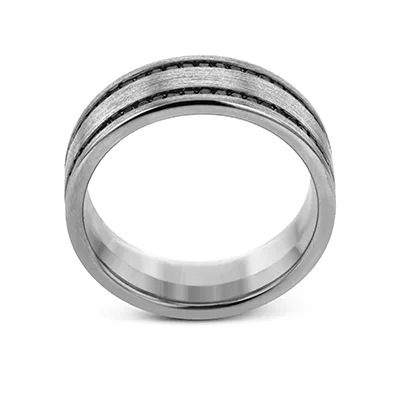 Men's Wedding Band In 14k Gold With Black Diamonds