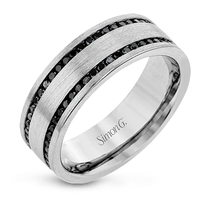 Men's Wedding Band In 14k Gold With Black Diamonds