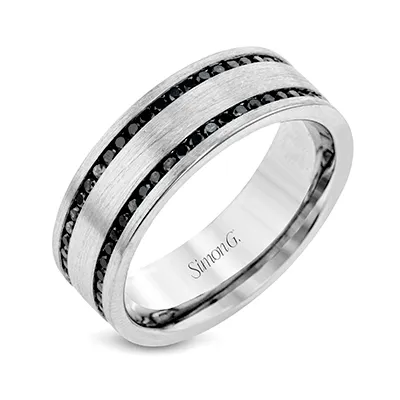 Men's Wedding Band In 14k Gold With Black Diamonds