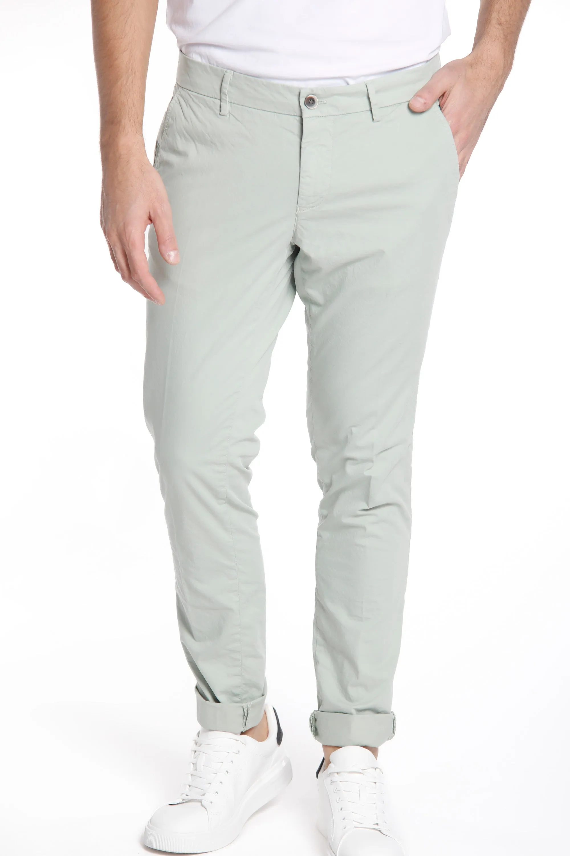 Milano Style pantalone chino uomo in gabardina stretch extra slim fit ①