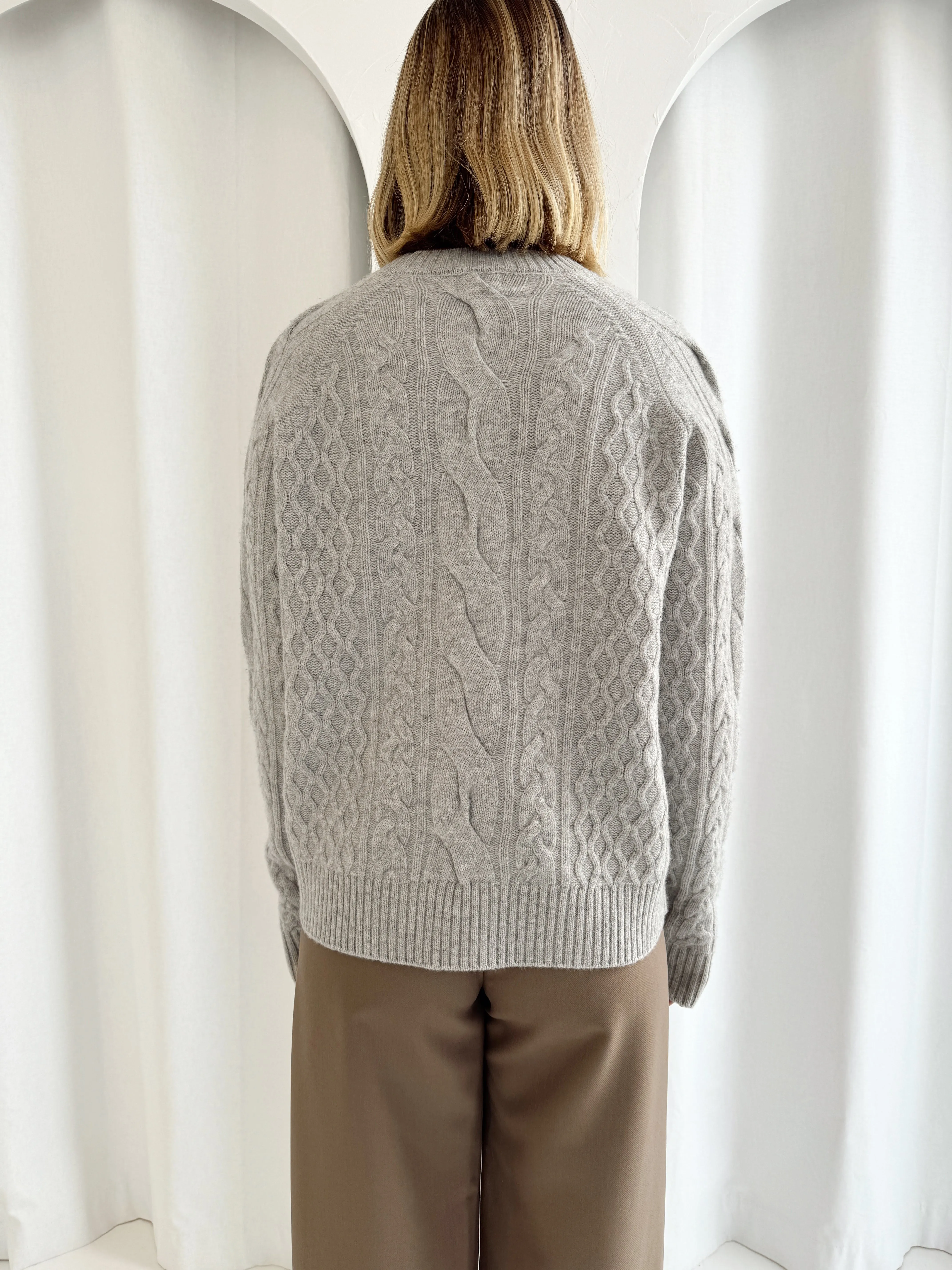 Murphy Merino Cable Knit - Grey Marle