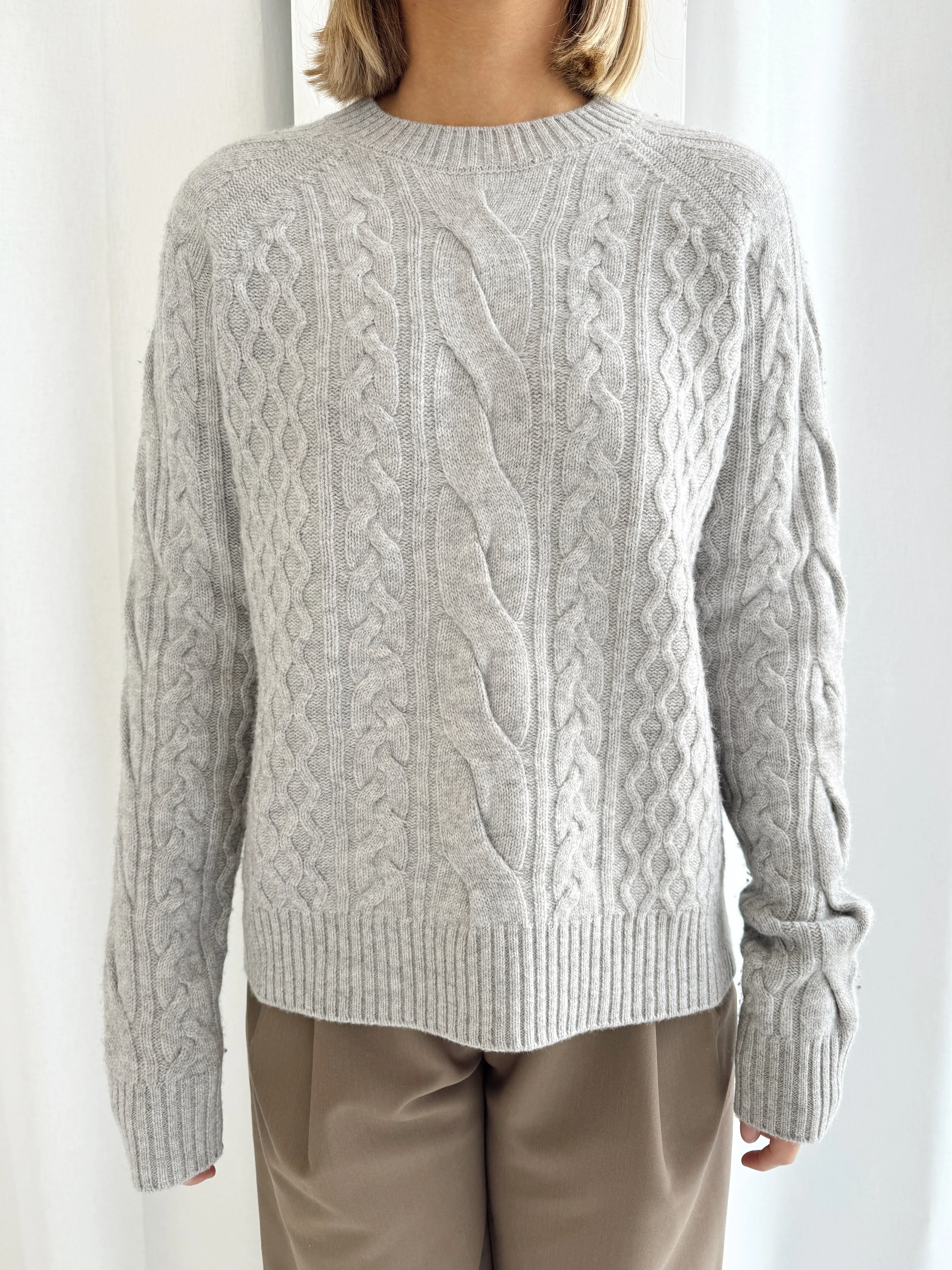 Murphy Merino Cable Knit - Grey Marle