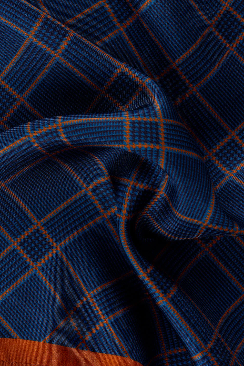 Navy Symmetrical Line Silk Handkerchief