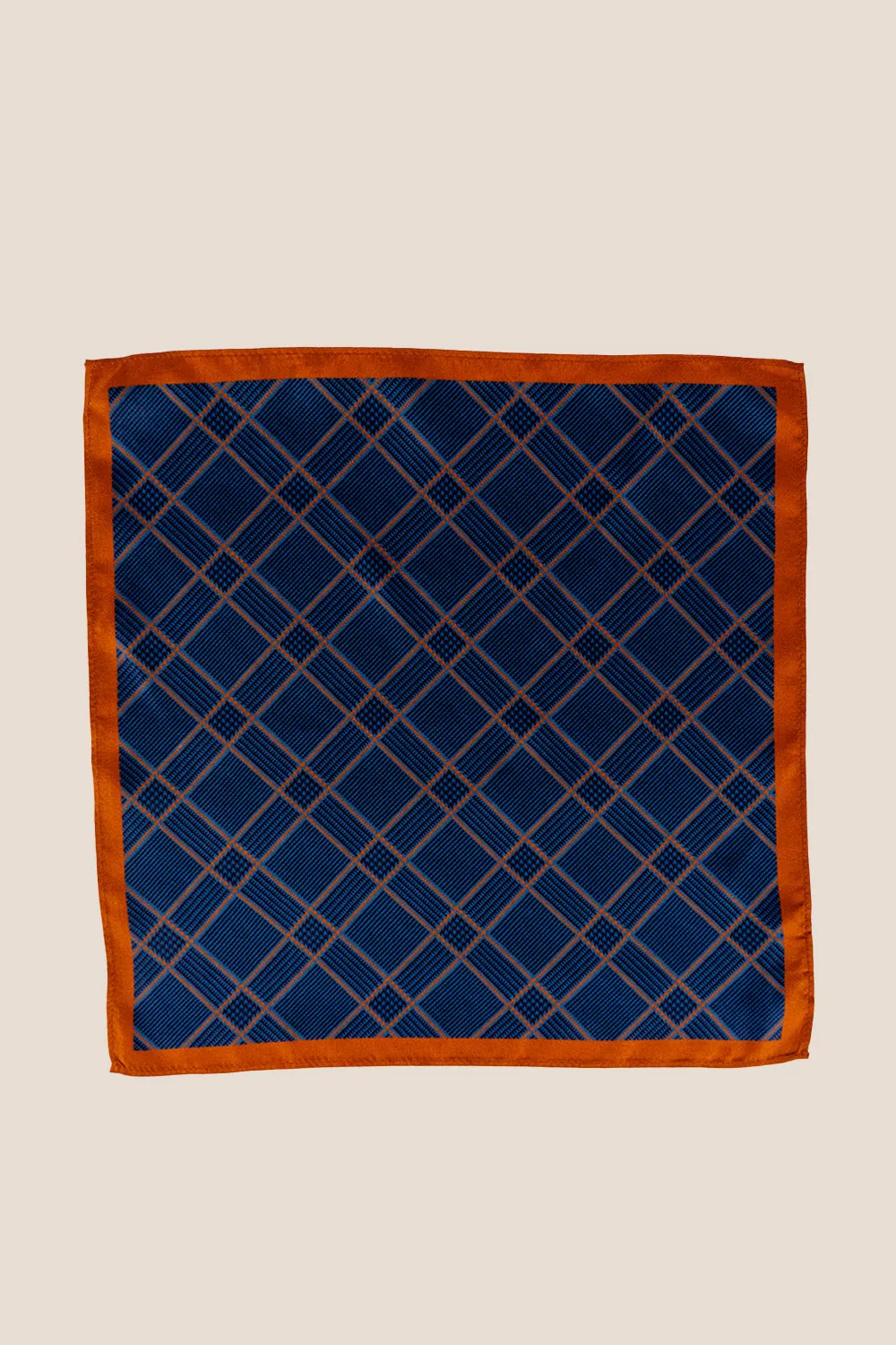 Navy Symmetrical Line Silk Handkerchief