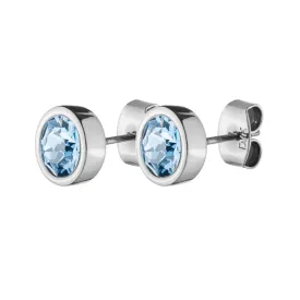 NOBLE SHINY SILVER LIGHT SAPPHIRE EARRINGS