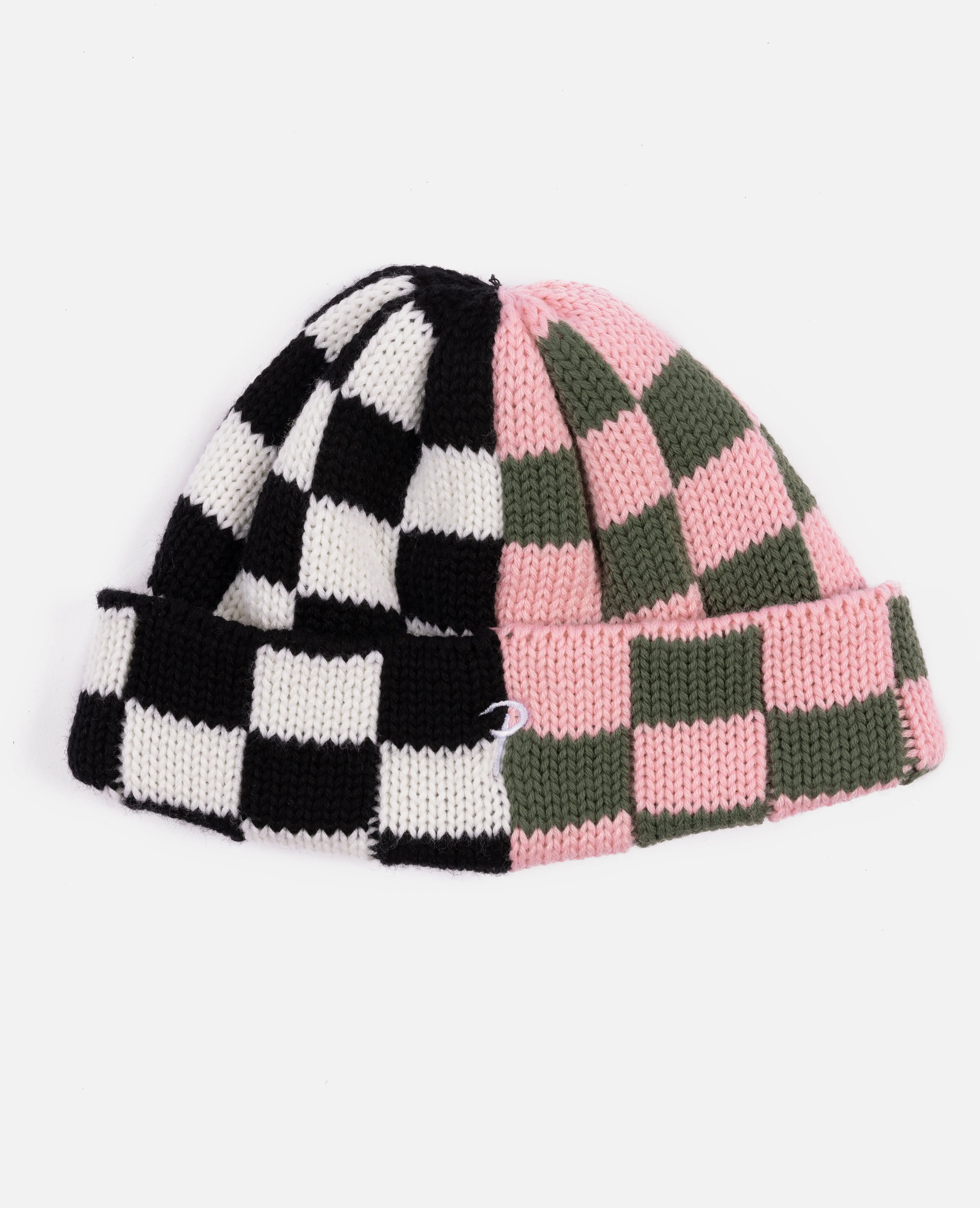 Patta Split Two Tone Knitted Beanie (Sea Salt/Begonia Pink)