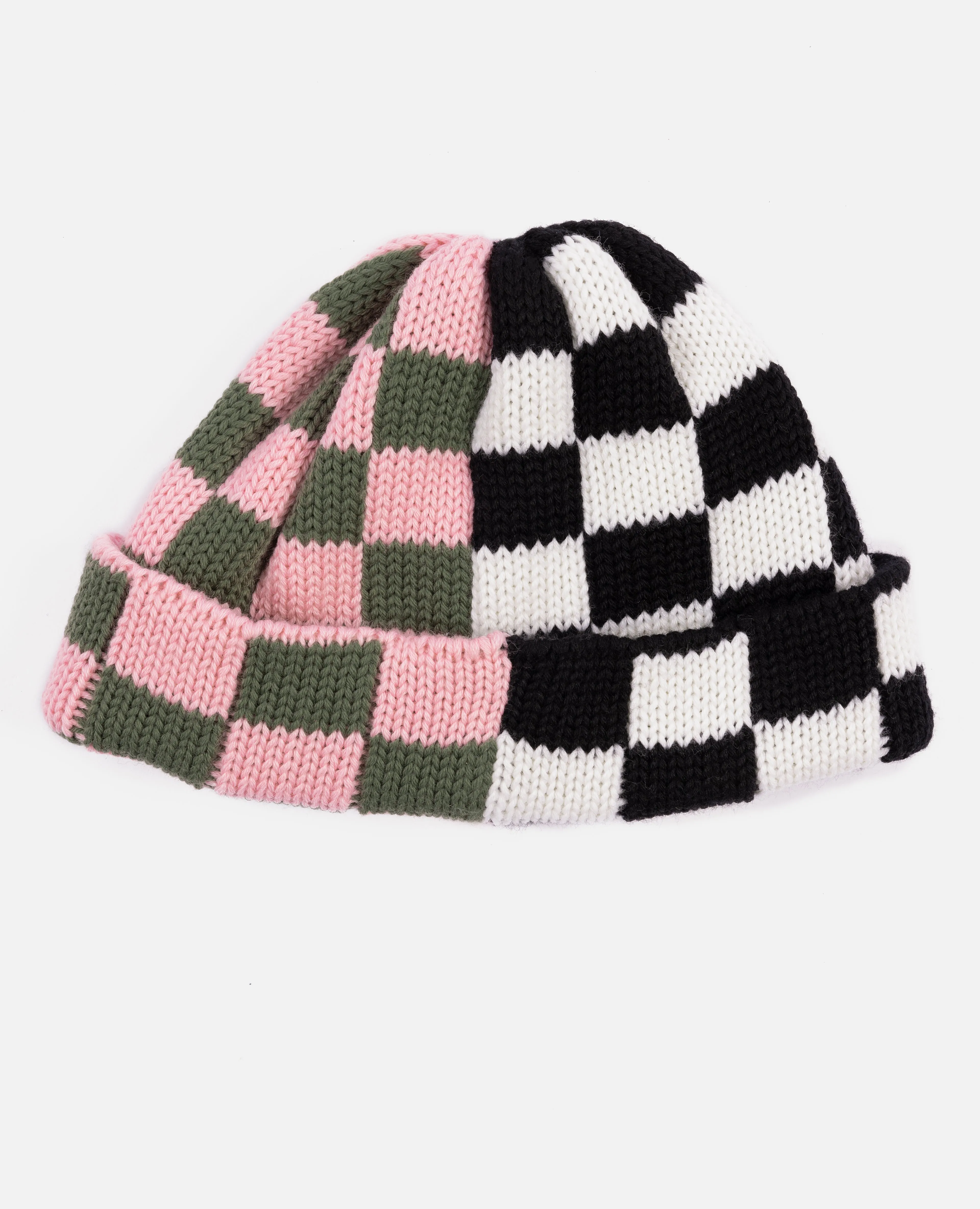 Patta Split Two Tone Knitted Beanie (Sea Salt/Begonia Pink)