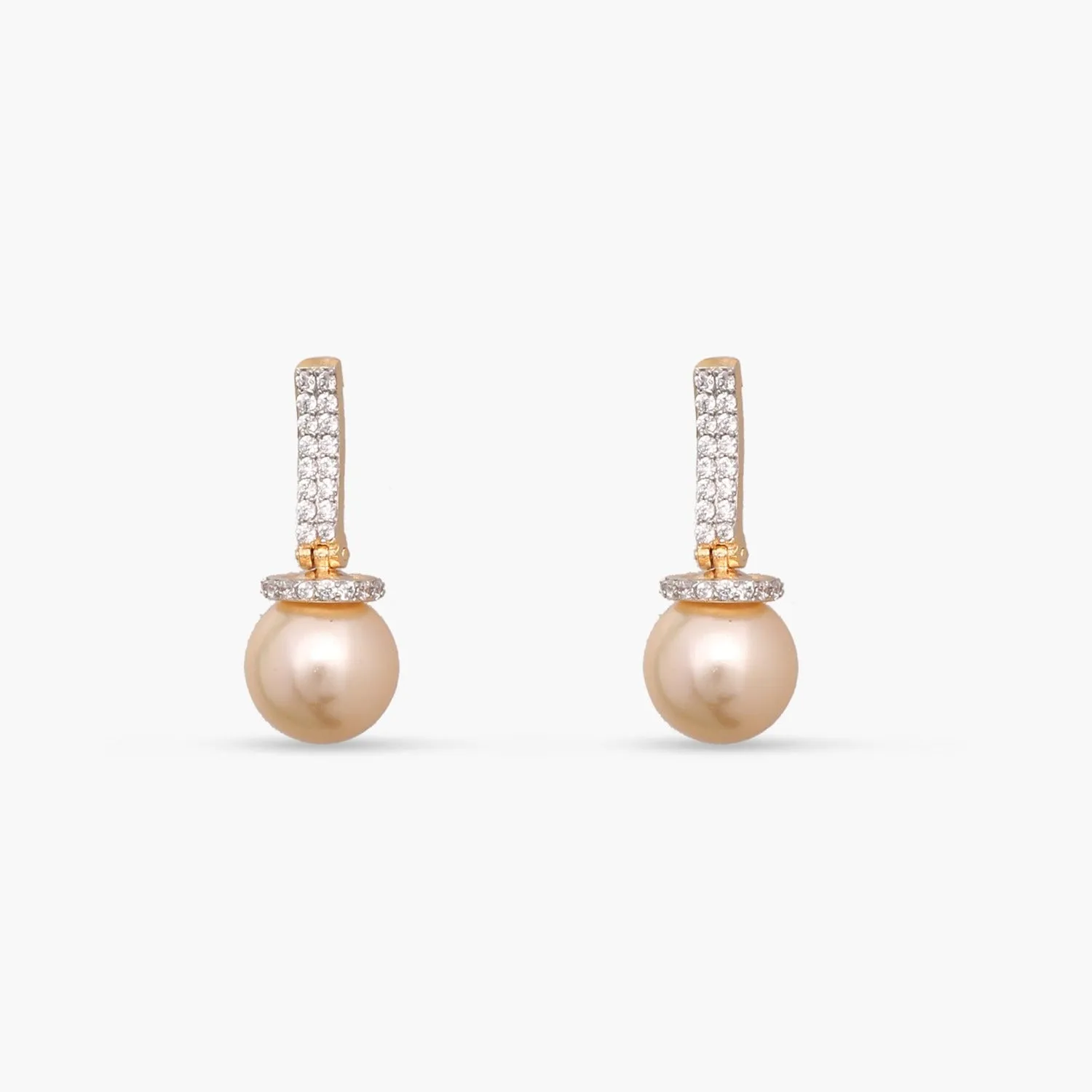 Pearl Dainty CZ Drop Earrings