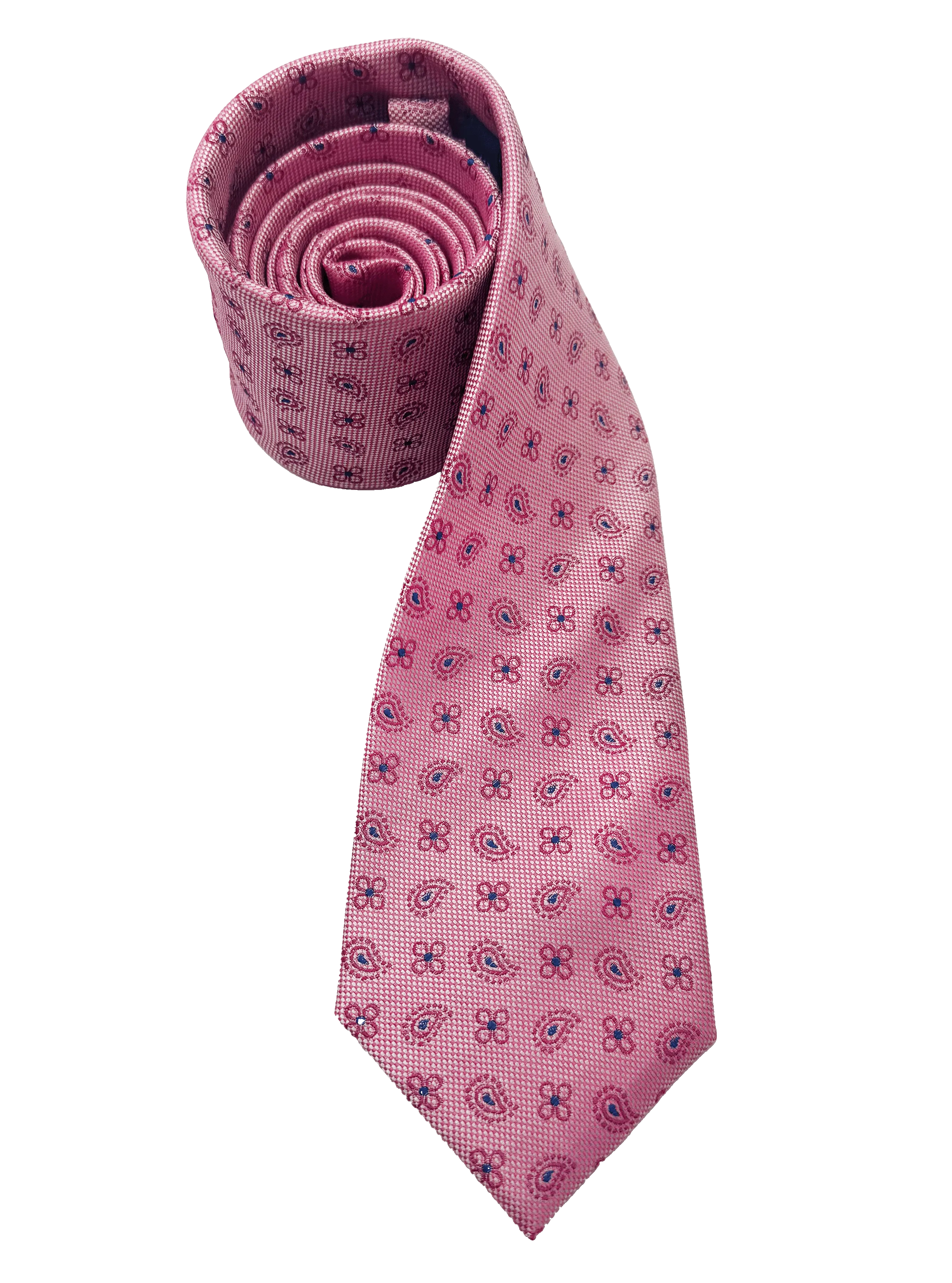 Pink Clover Paisley Print Silk Tie