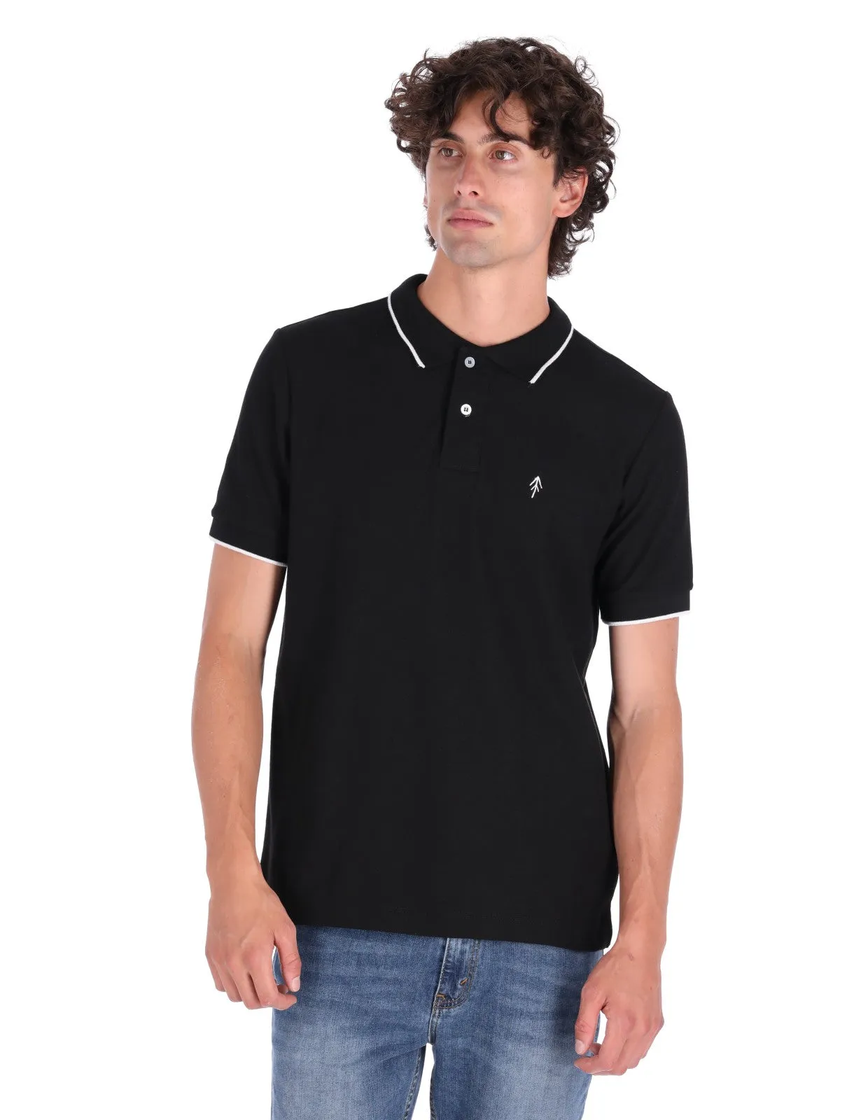 Playera Tipo Polo Regular Fit Para Hombre - Negro