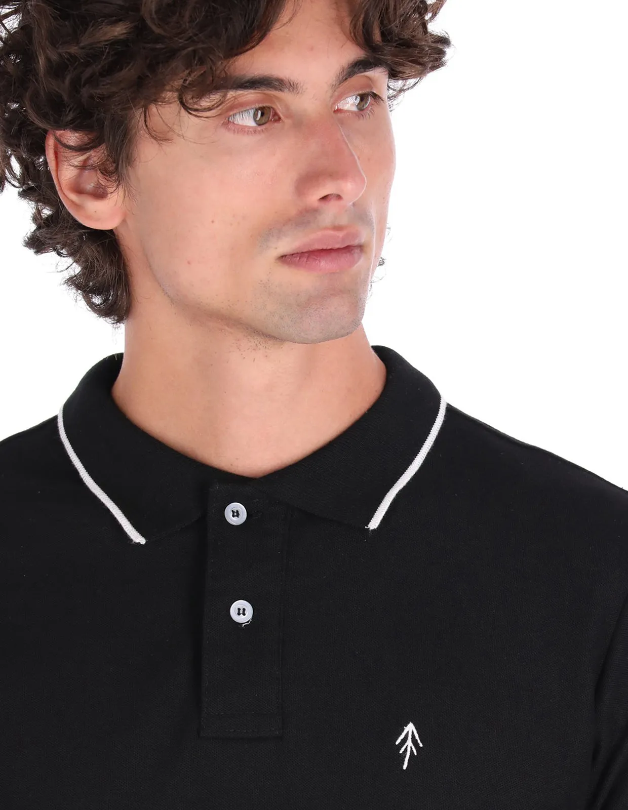 Playera Tipo Polo Regular Fit Para Hombre - Negro