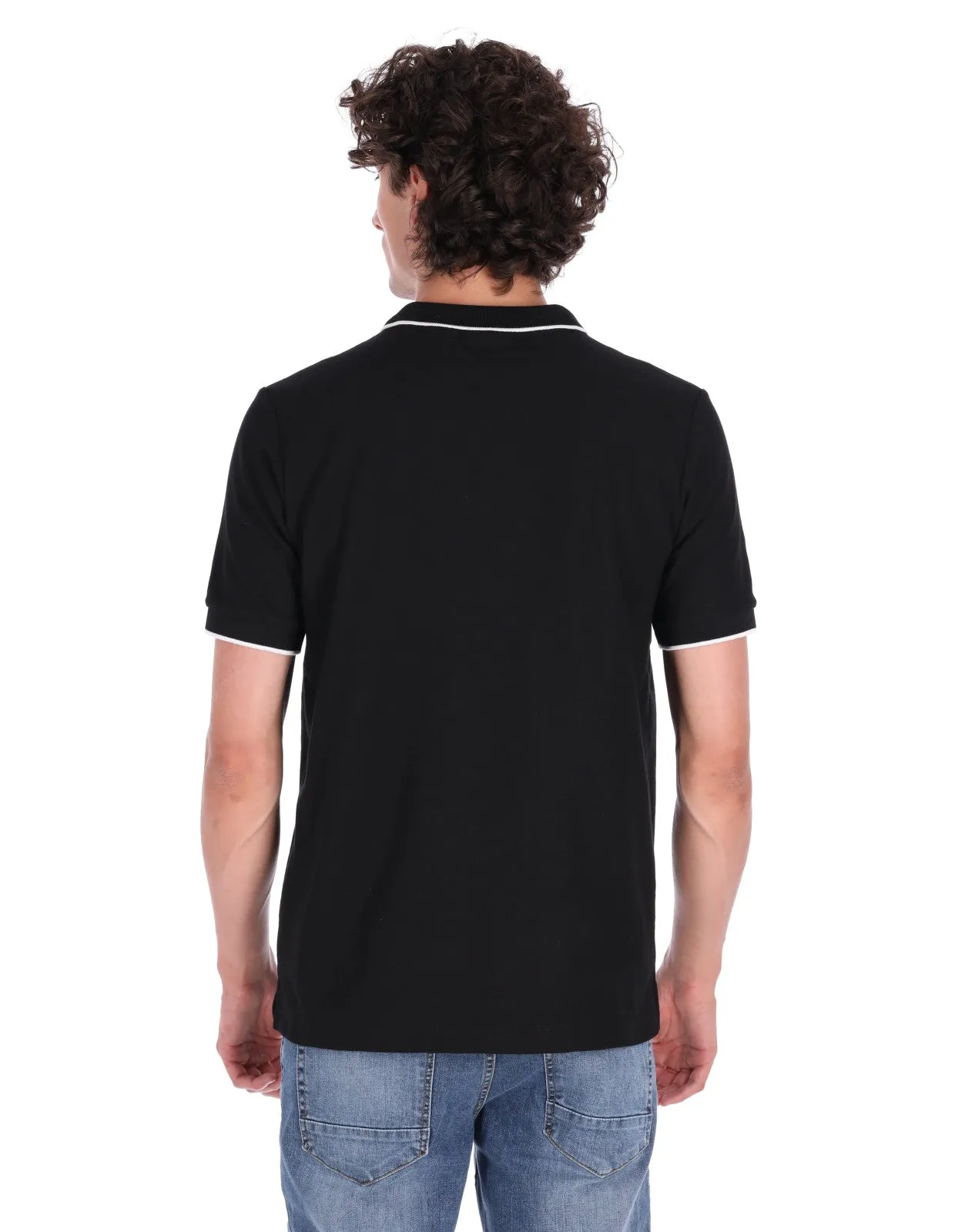 Playera Tipo Polo Regular Fit Para Hombre - Negro